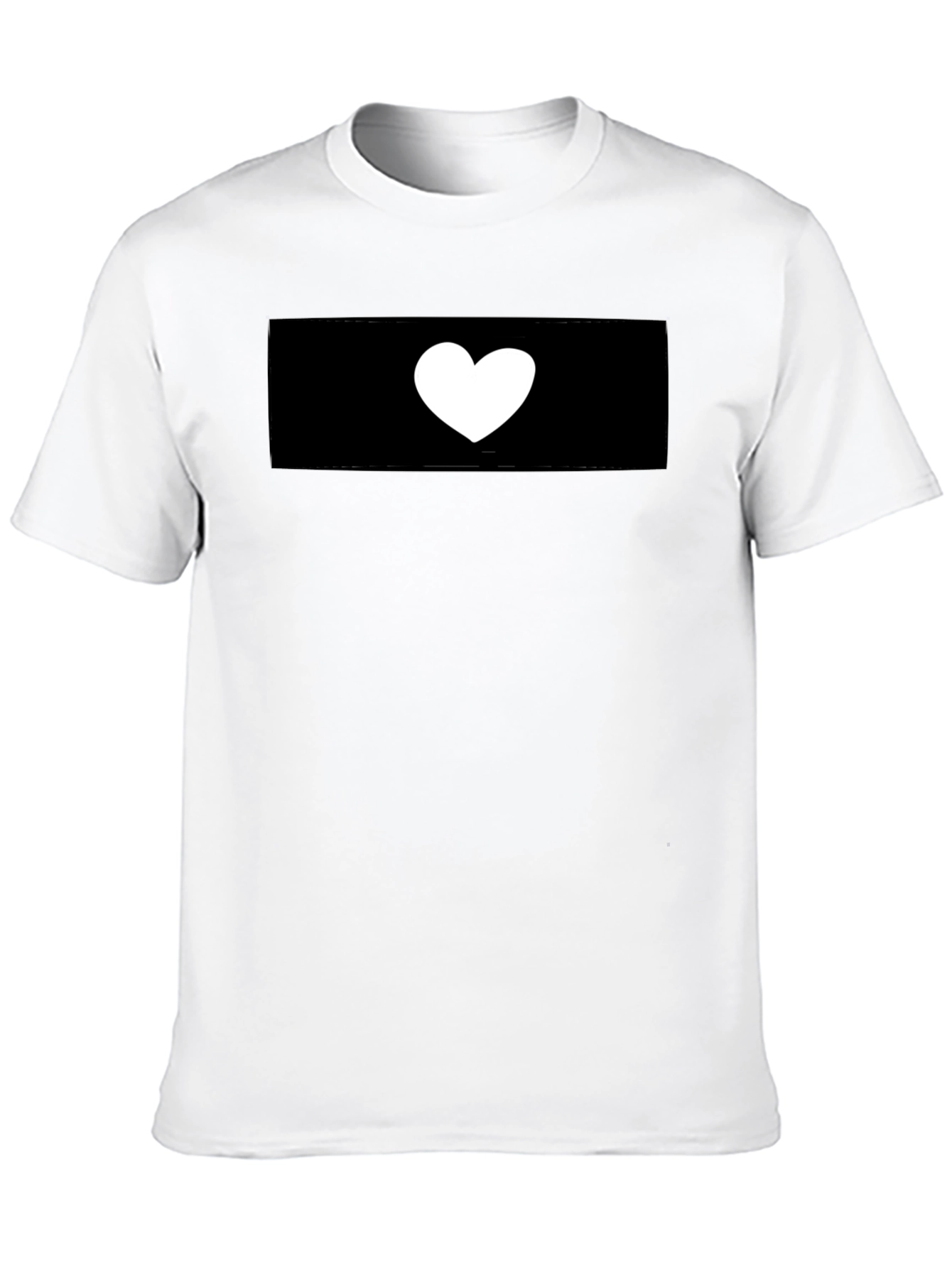 Black T-Shirt with White Heart Graphic