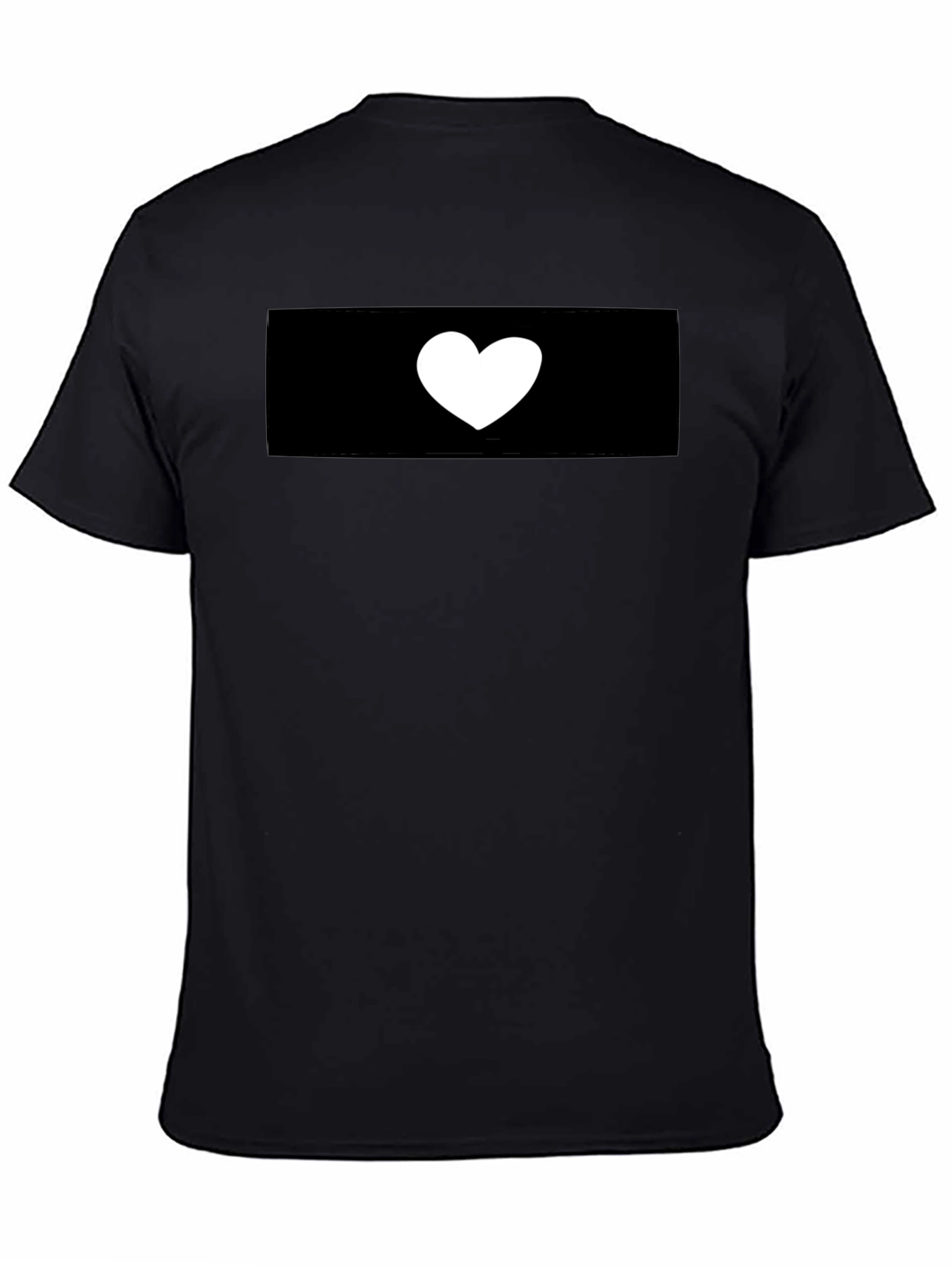 Black T-Shirt with White Heart Graphic