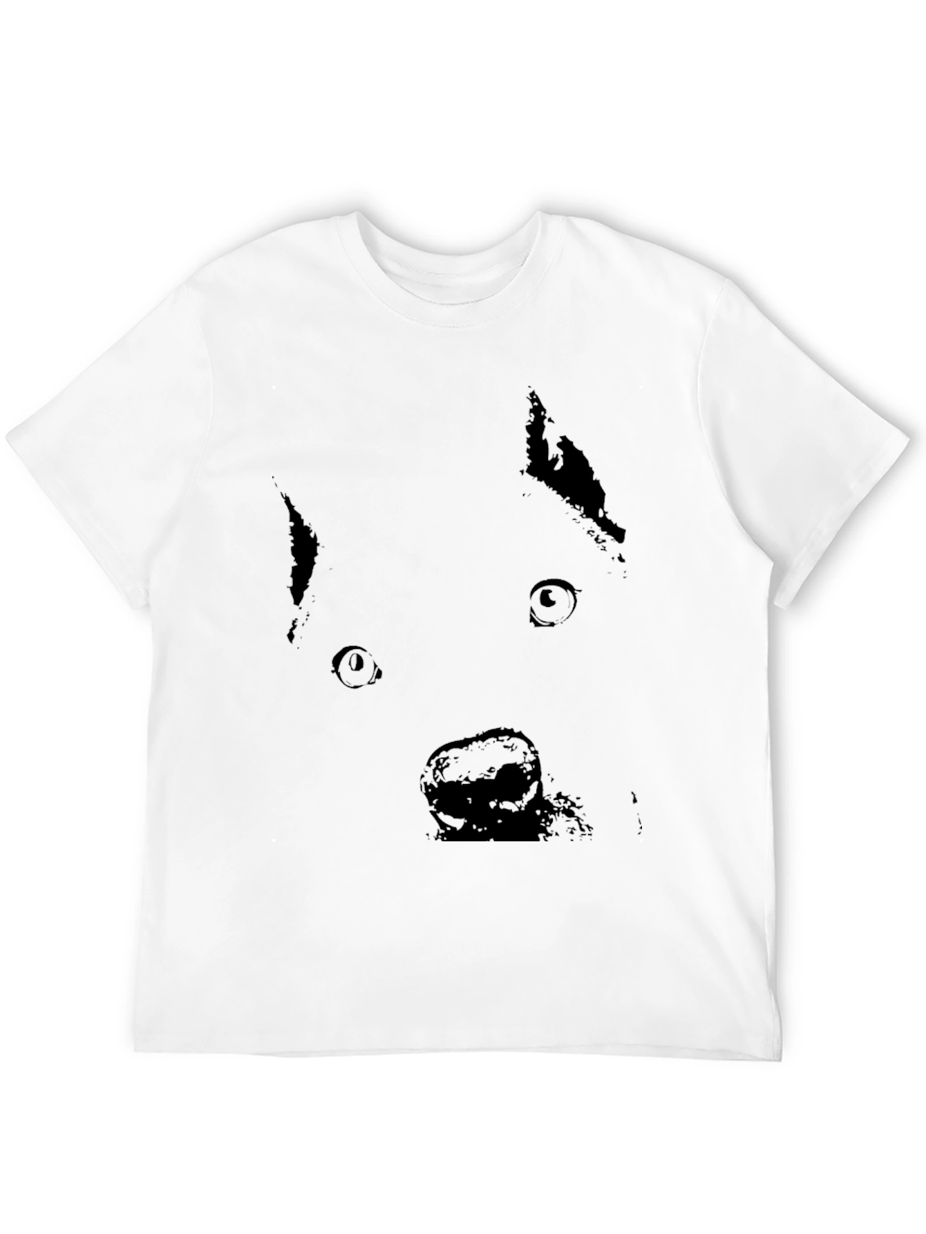 Black Dog Face Graphic T-Shirt - Casual Style