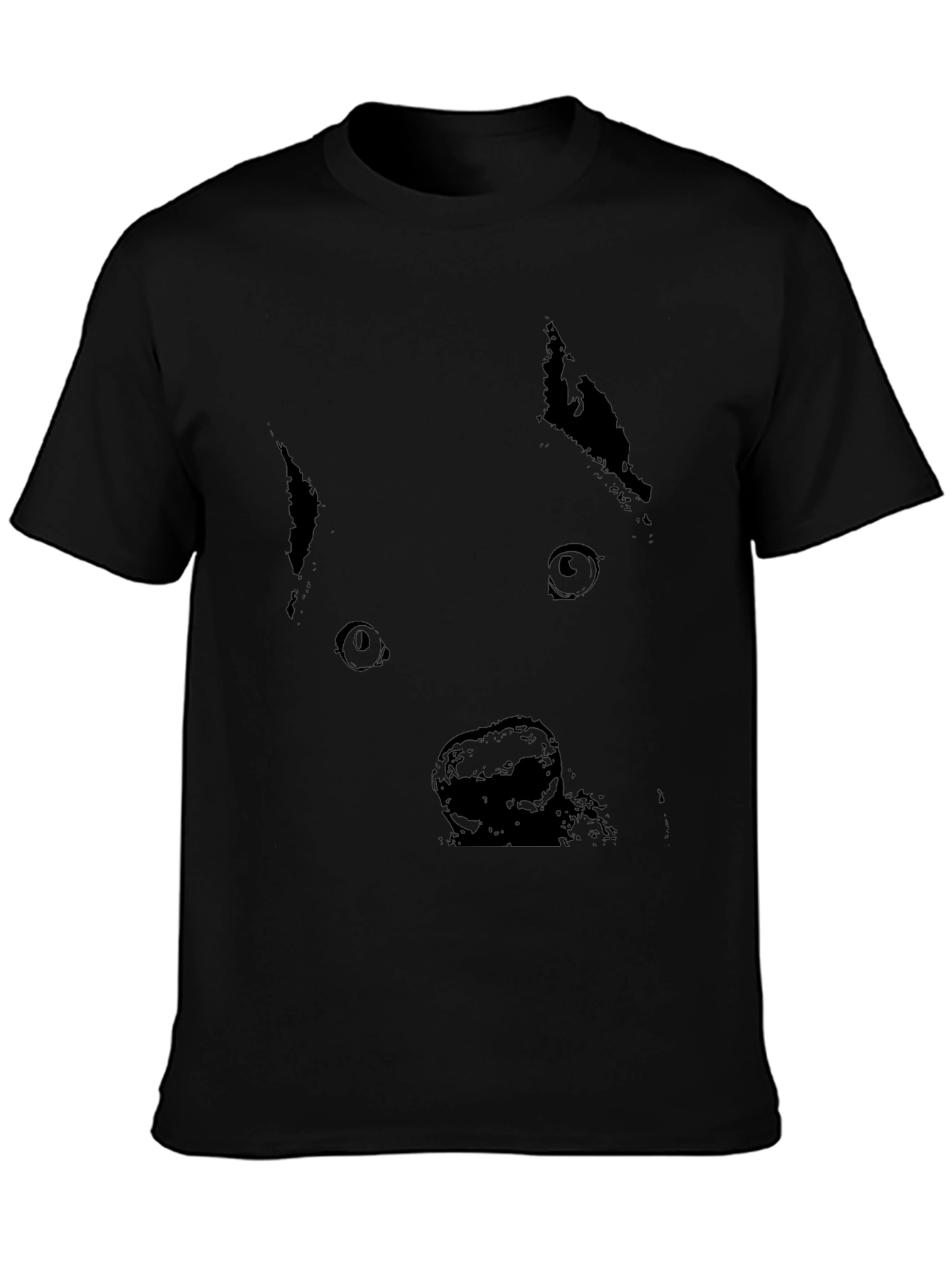 Black Dog Face Graphic T-Shirt - Casual Style