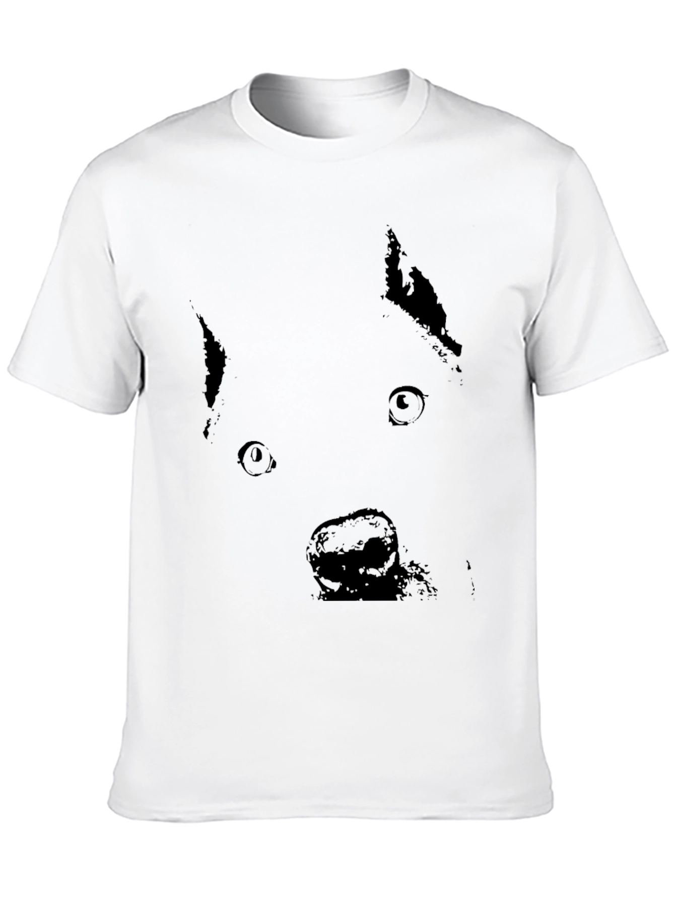 Black Dog Face Graphic T-Shirt - Casual Style