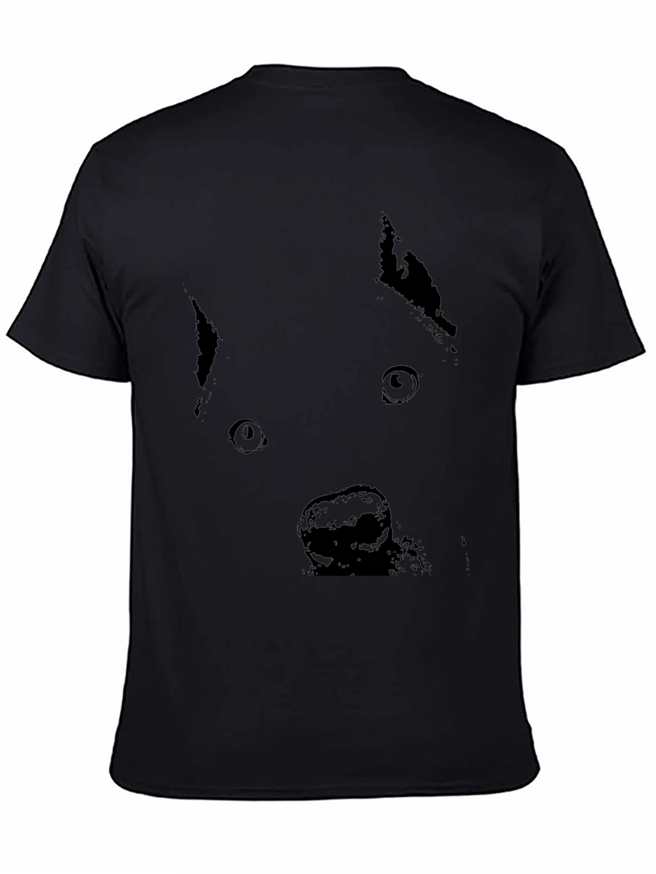 Black Dog Face Graphic T-Shirt - Casual Style