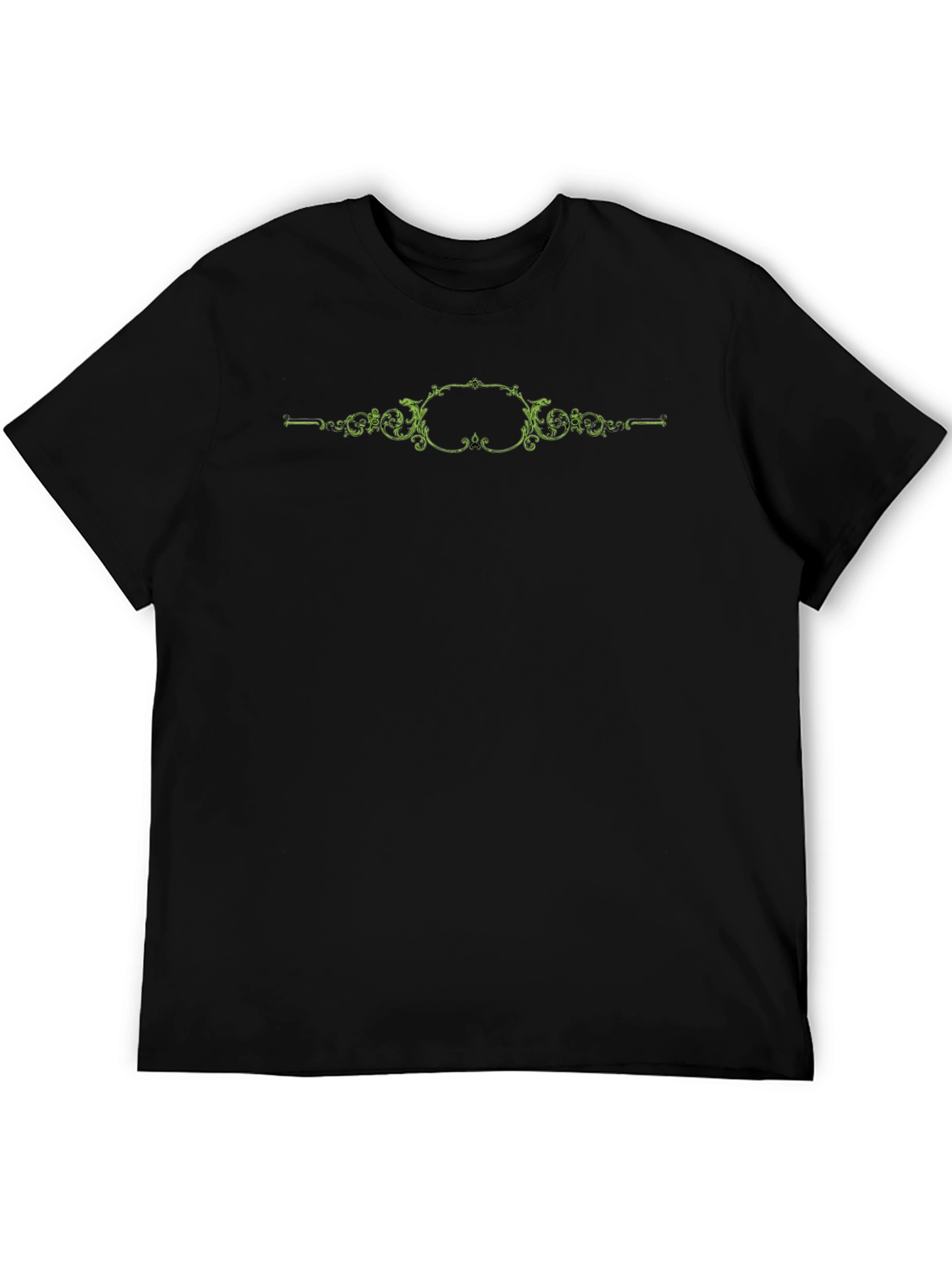 Elegant Scrollwork Tee - Black Cotton Blend