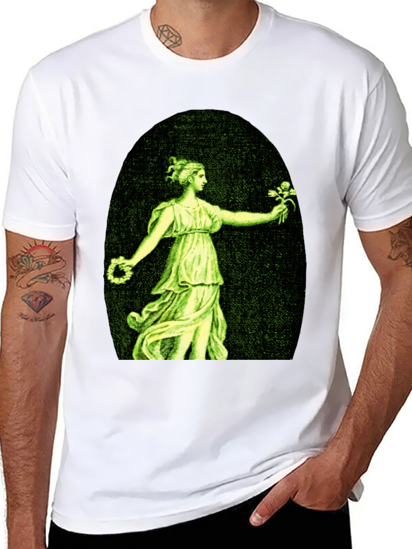 Woman with Flowers Graphic T-Shirt
