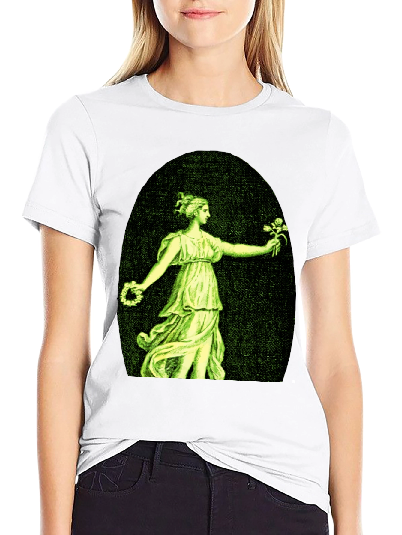 Woman with Flowers Graphic T-Shirt