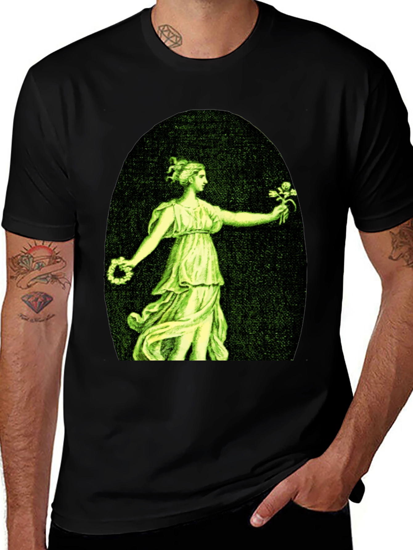 Woman with Flowers Graphic T-Shirt