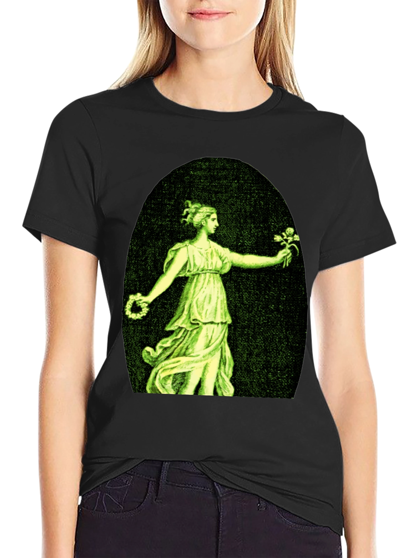 Woman with Flowers Graphic T-Shirt