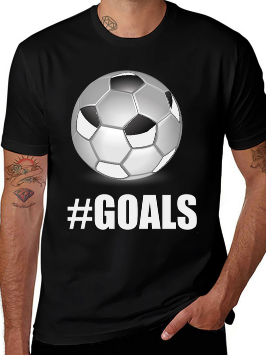 Soccer Goals Graphic Tee - Black Cotton T-Shirt