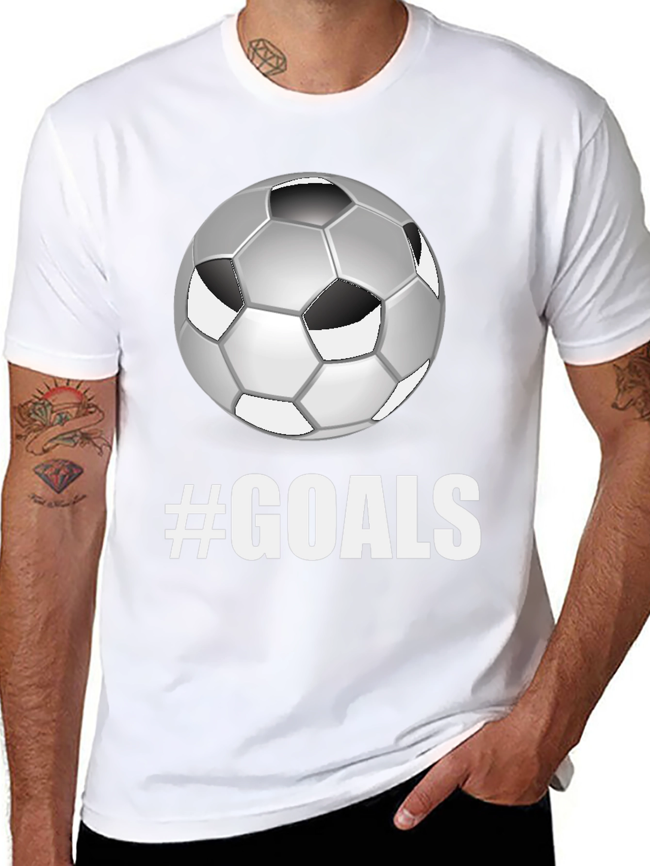 Soccer Goals Graphic Tee - Black Cotton T-Shirt