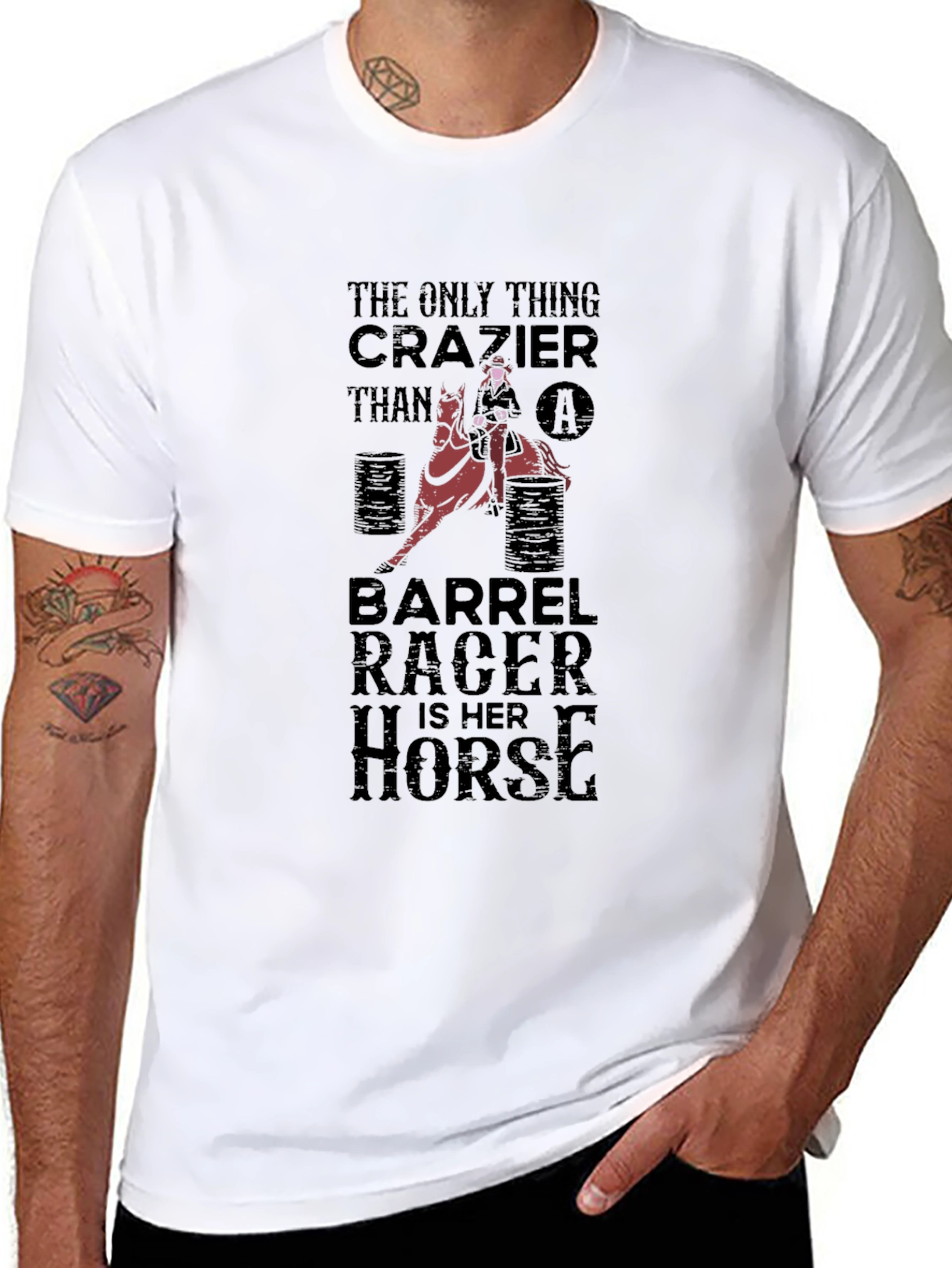 Barrel Racer T-Shirt - Crazy Horse Rider Tee
