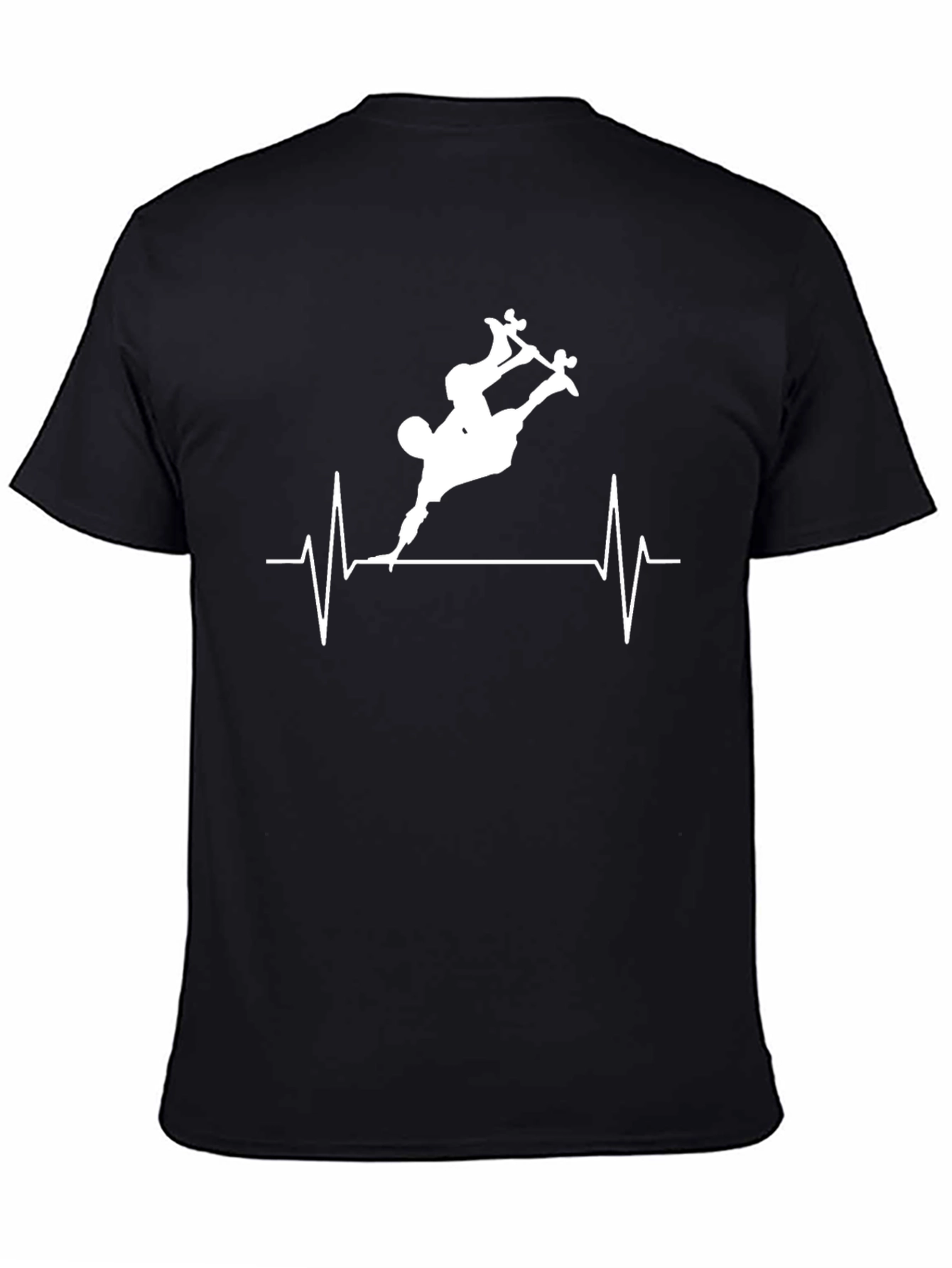 Skateboarder Heartbeat Graphic Tee - Black Cotton