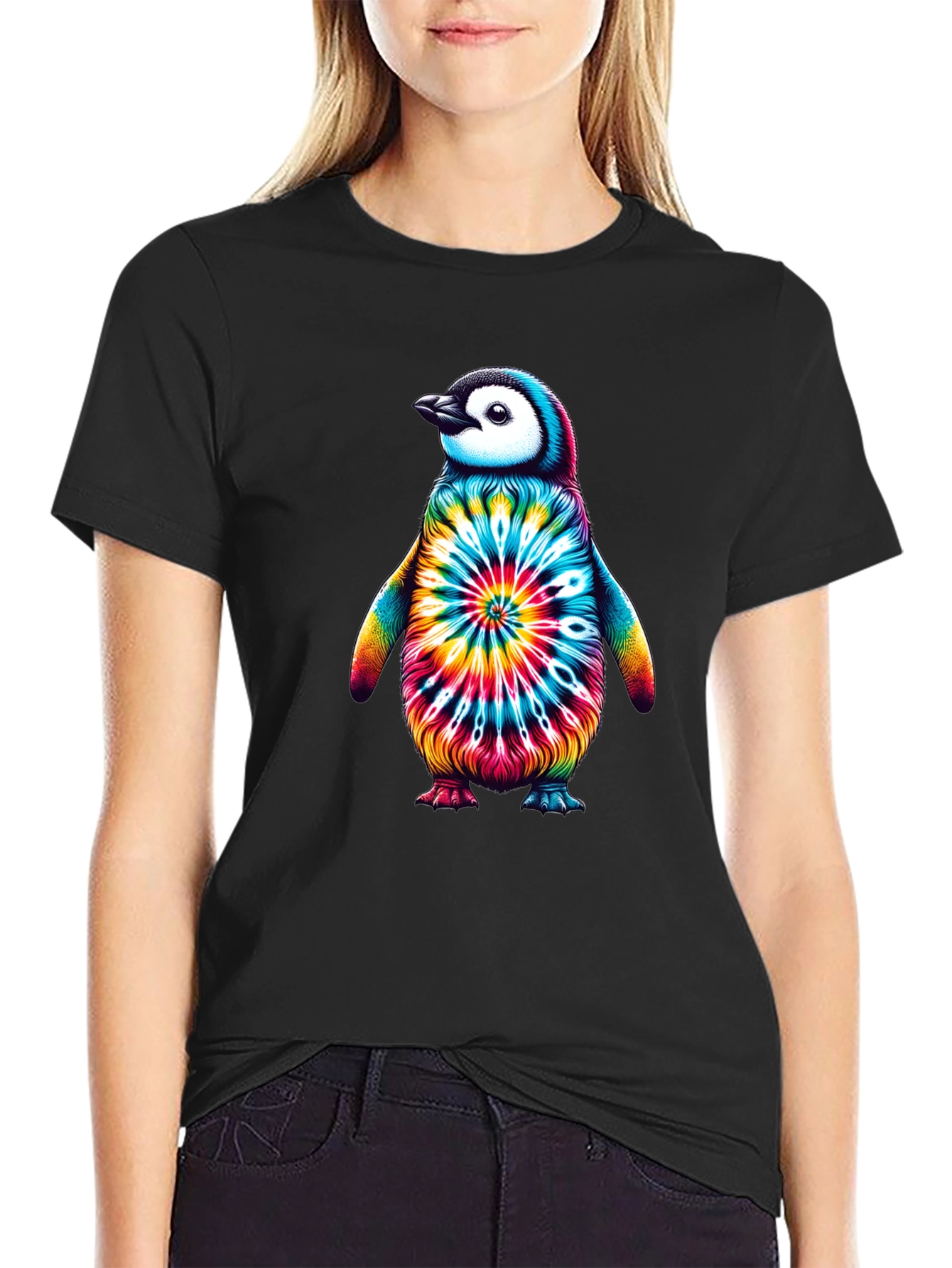Tie-Dye Penguin Graphic Tee - Unique Unisex Design