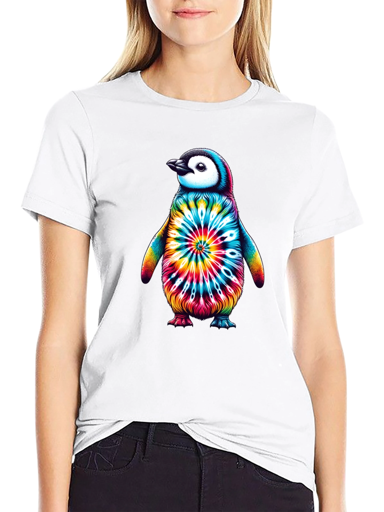 Tie-Dye Penguin Graphic Tee - Unique Unisex Design