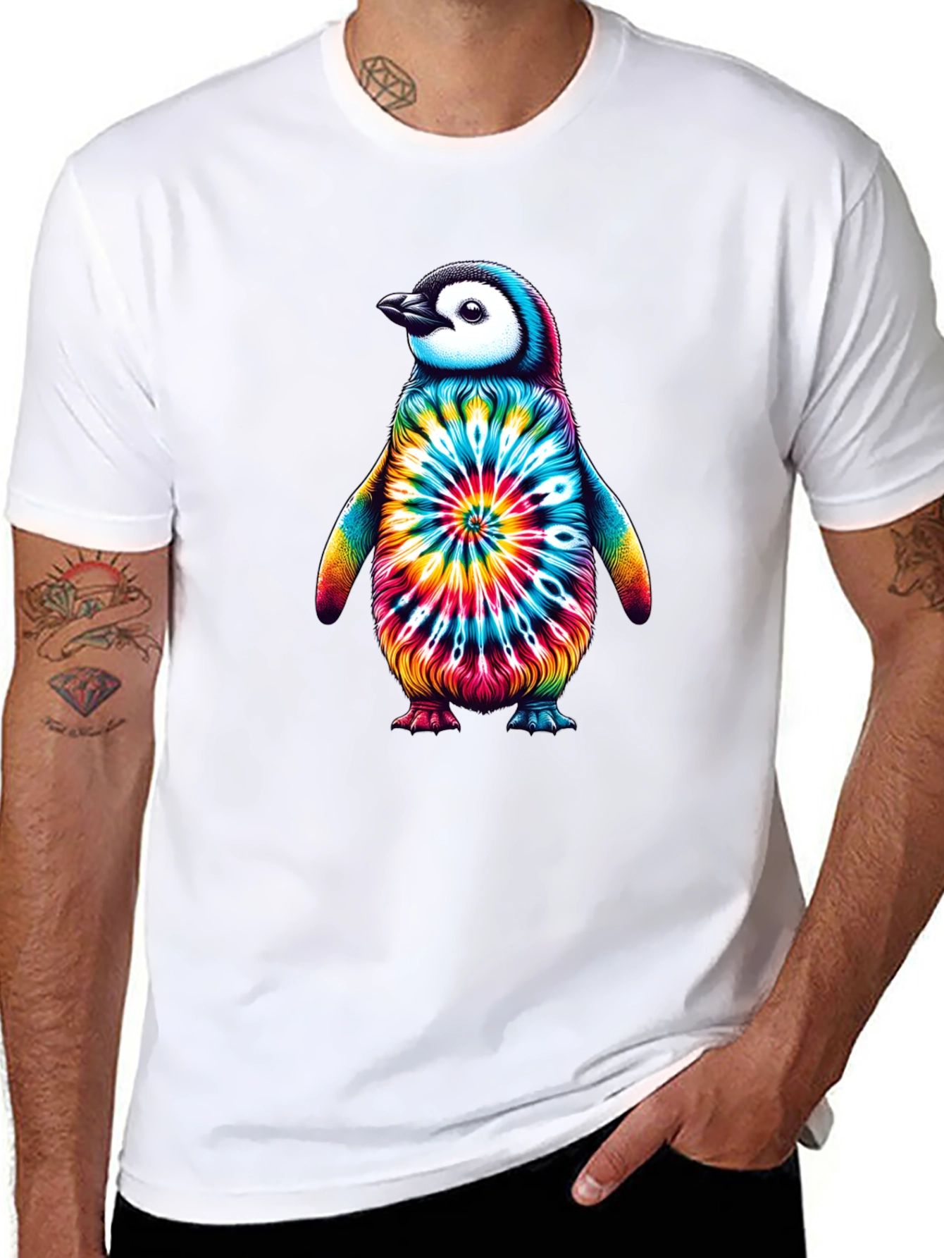 Tie-Dye Penguin Graphic Tee - Unique Unisex Design