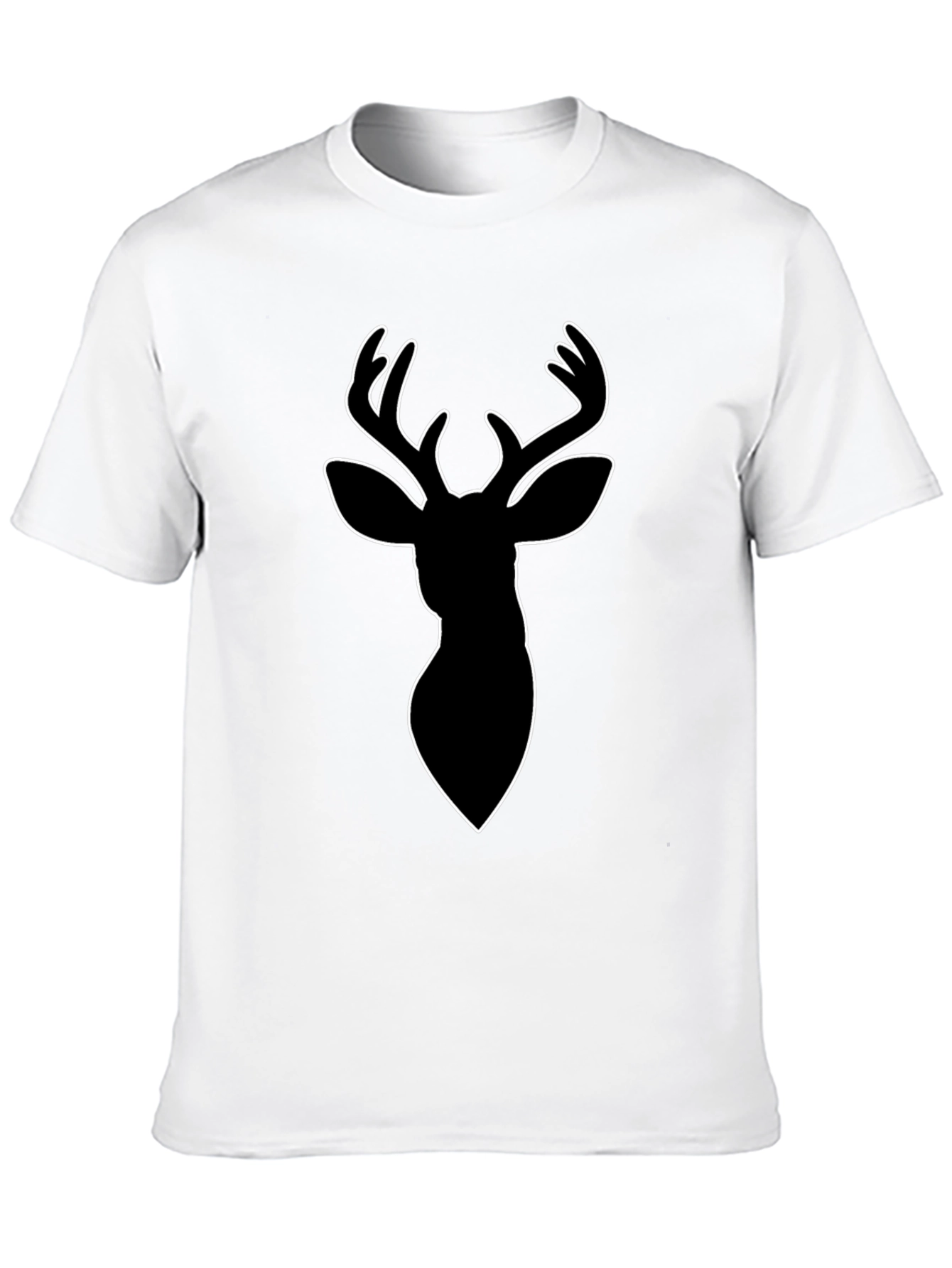 Black Deer Outline Graphic Tee - Modern Style