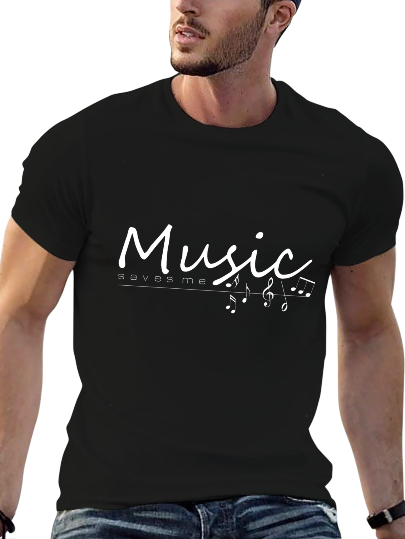 Music Saves Me Black T-Shirt
