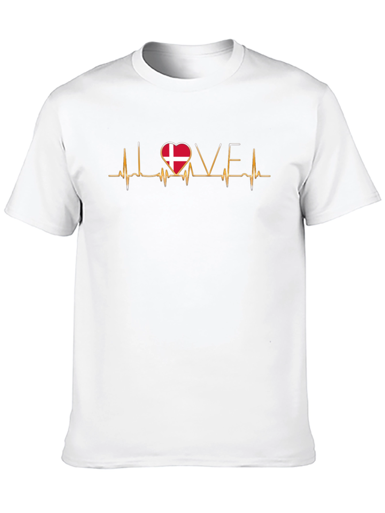 Love Denmark Flag Heartbeat T-Shirt