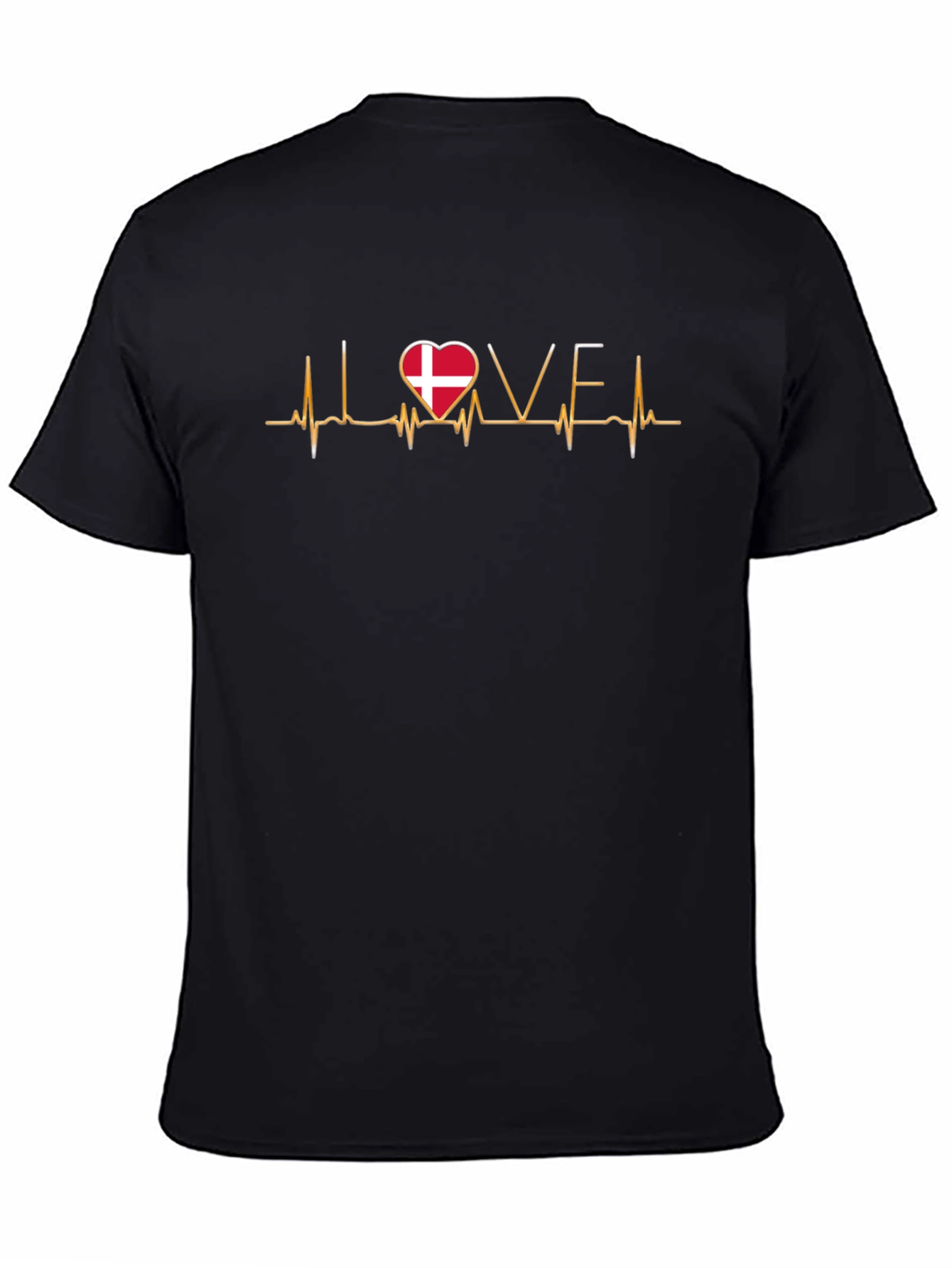 Love Denmark Flag Heartbeat T-Shirt