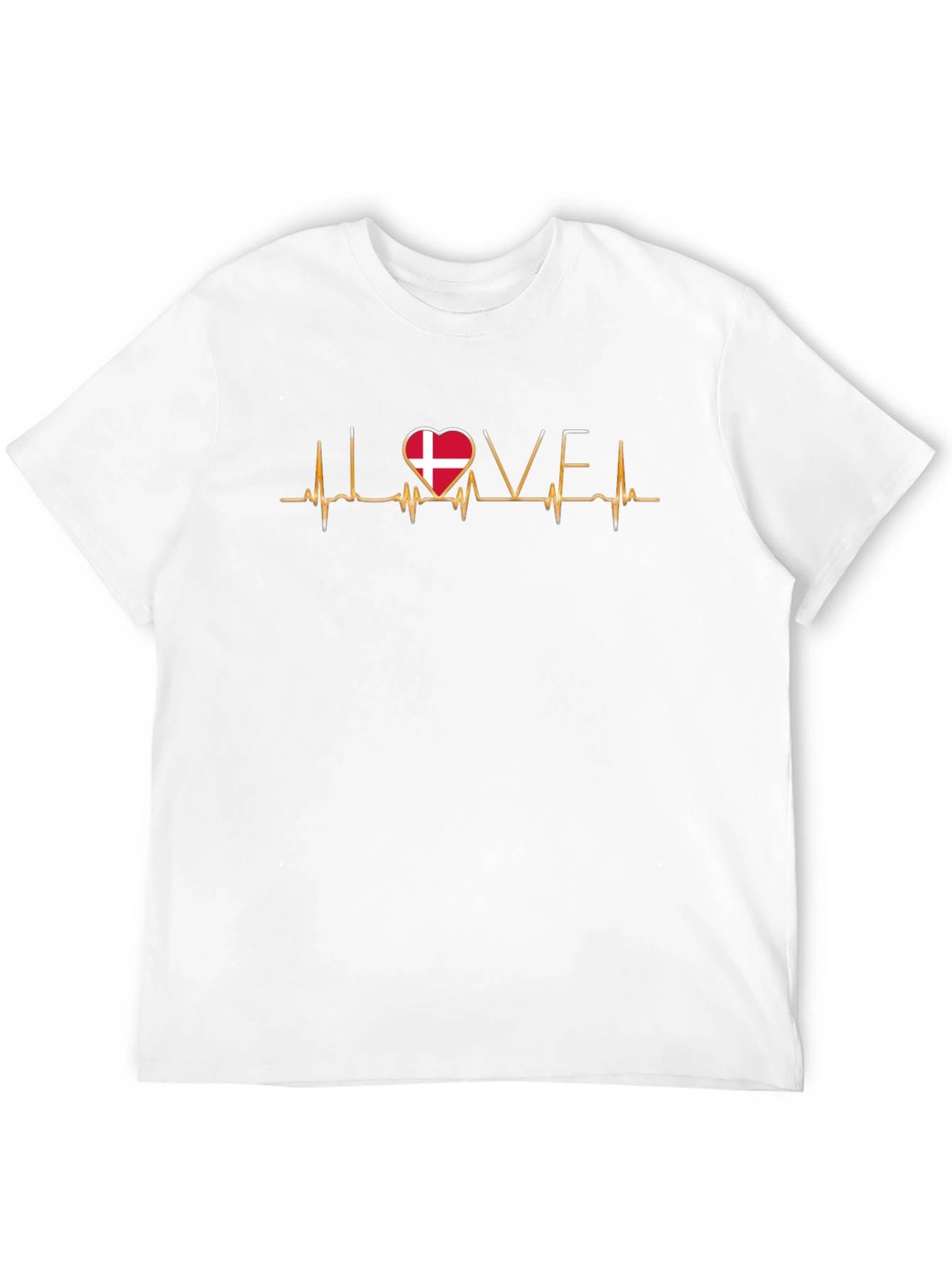 Love Denmark Flag Heartbeat T-Shirt