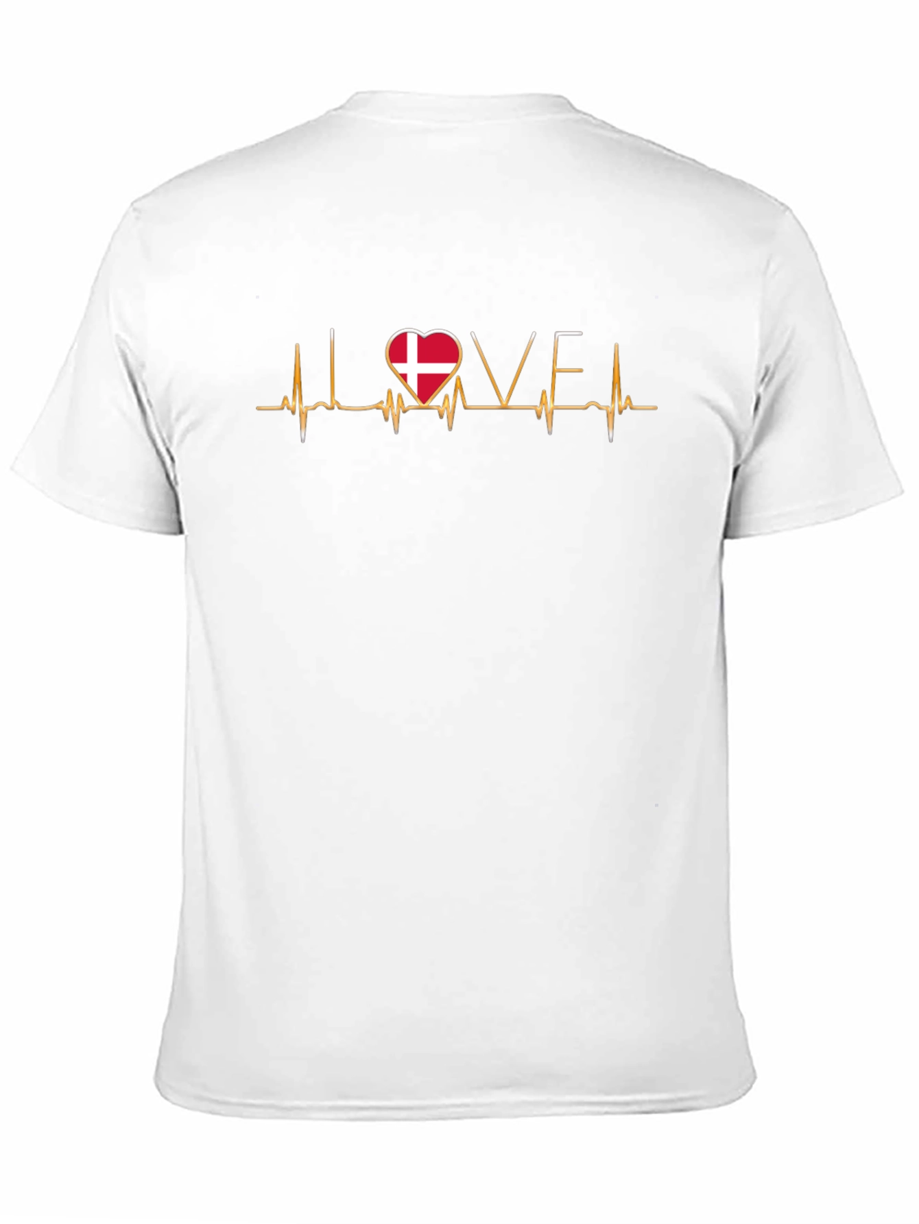 Love Denmark Flag Heartbeat T-Shirt