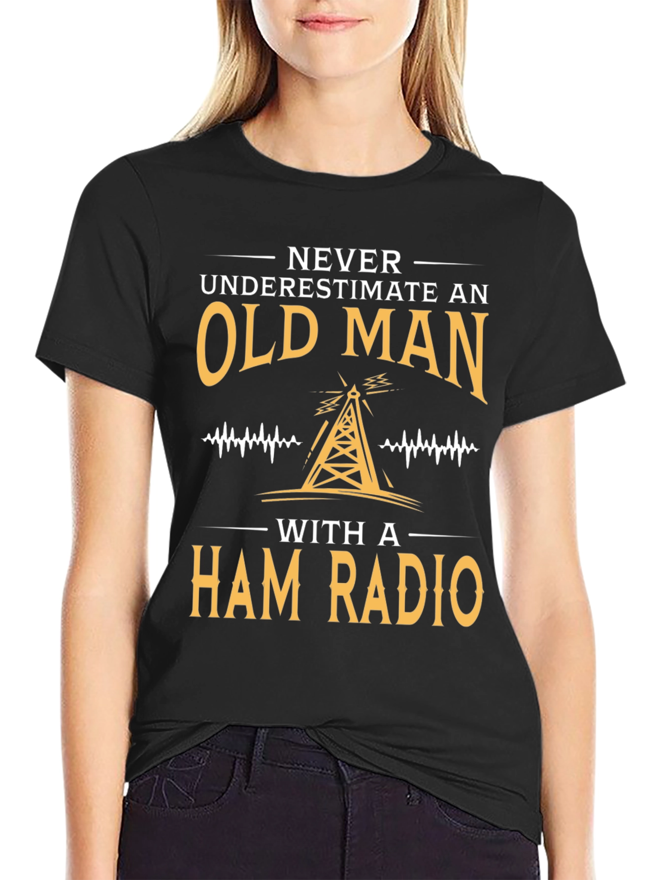 Never Underestimate an Old Man Ham Radio T-Shirt