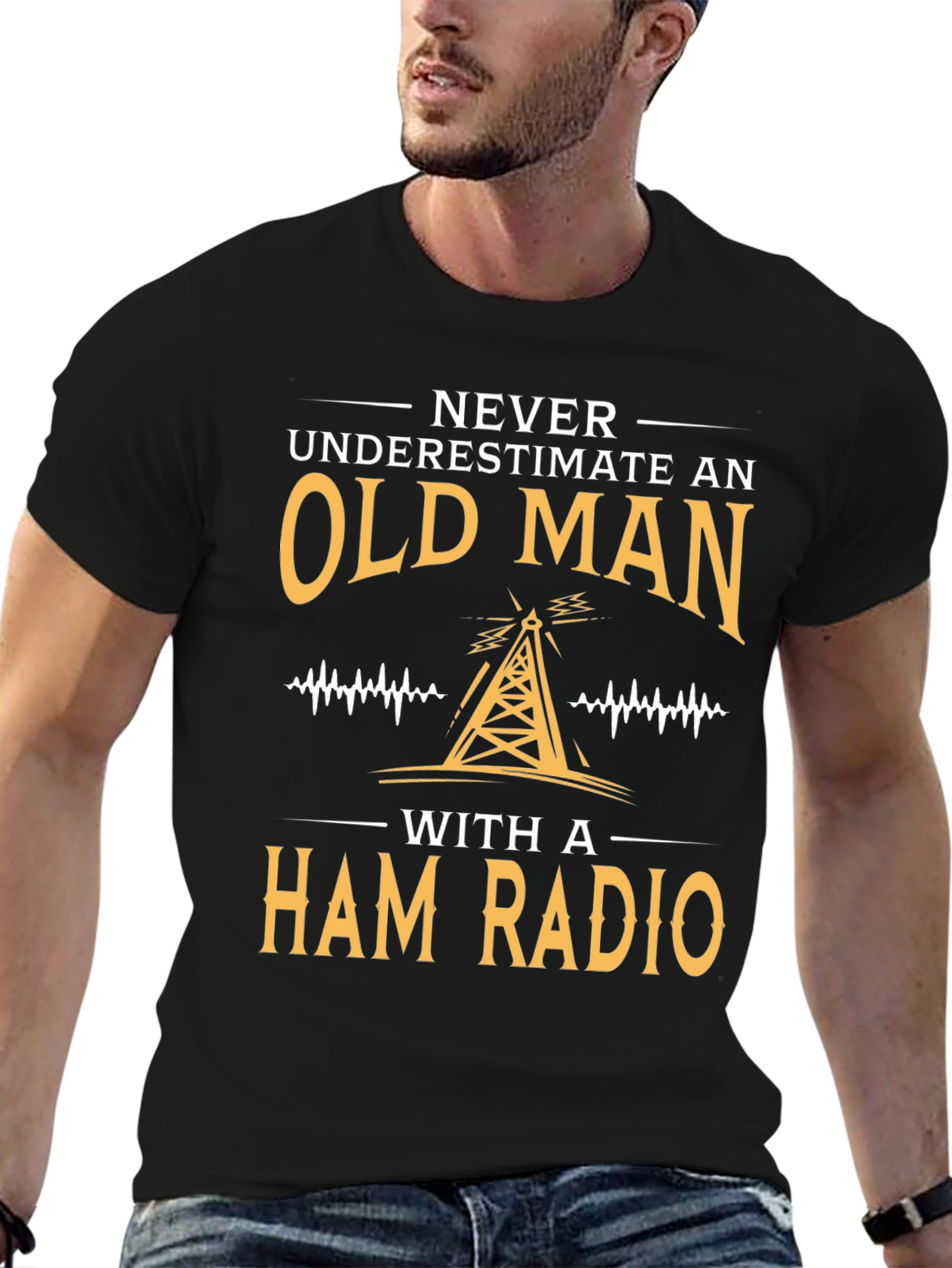 Never Underestimate an Old Man Ham Radio T-Shirt
