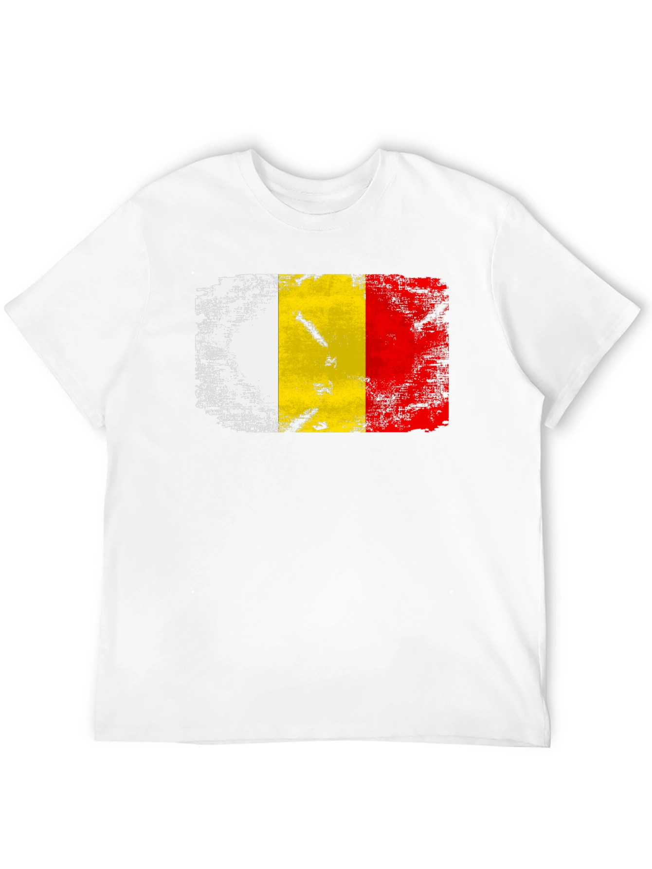 Belgium Flag Distressed T-Shirt - Black