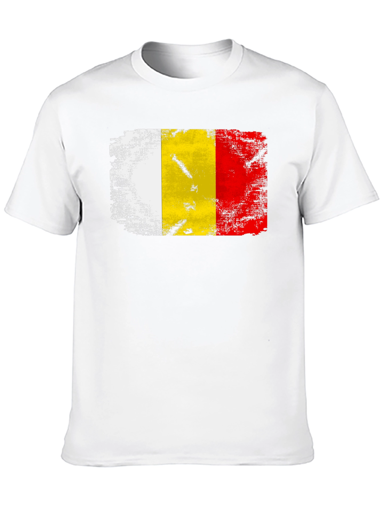 Belgium Flag Distressed T-Shirt - Black