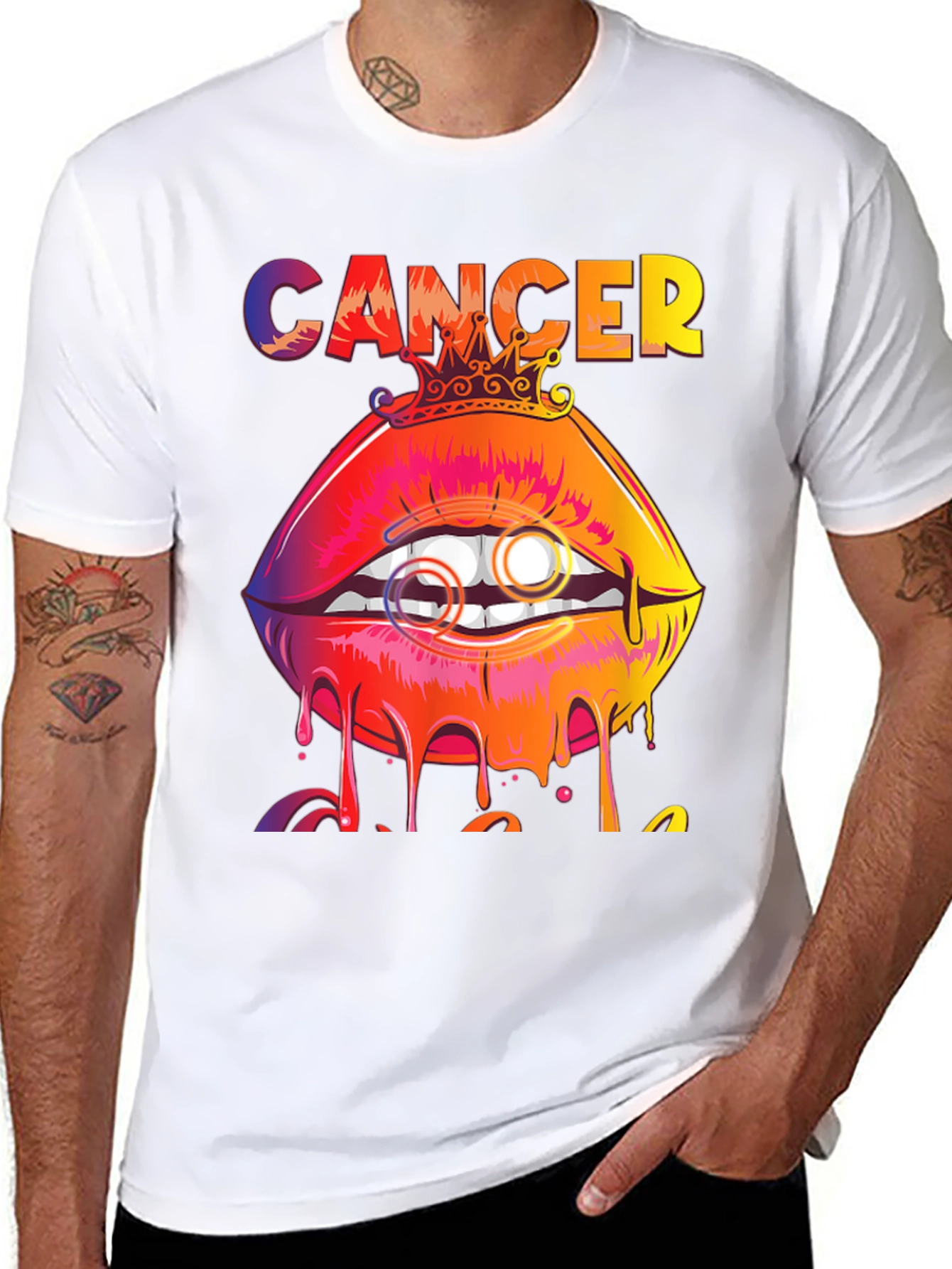 Cancer Zodiac Lips Graphic T-Shirt