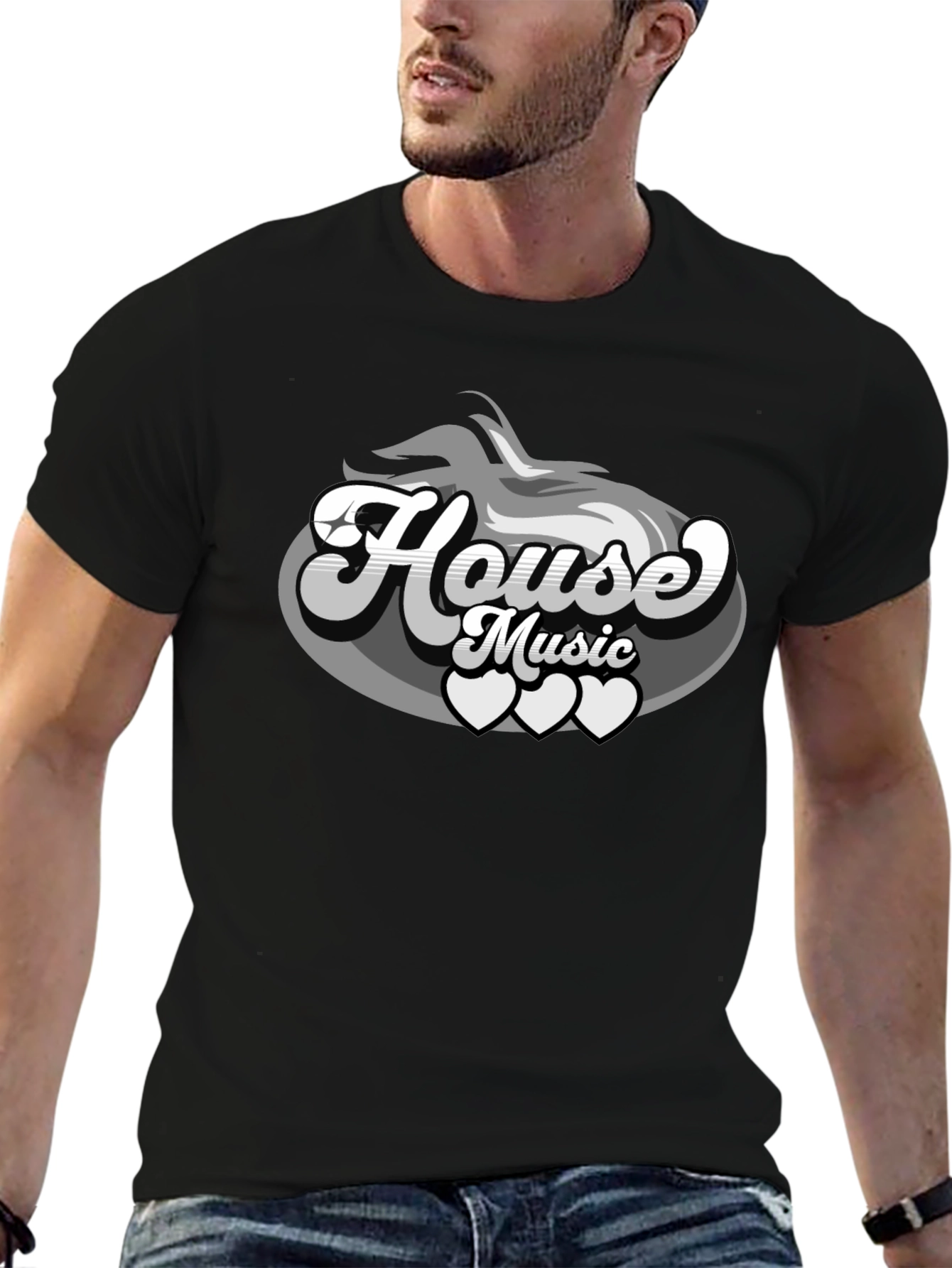 House Music Graphic Tee - Cool Retro Design