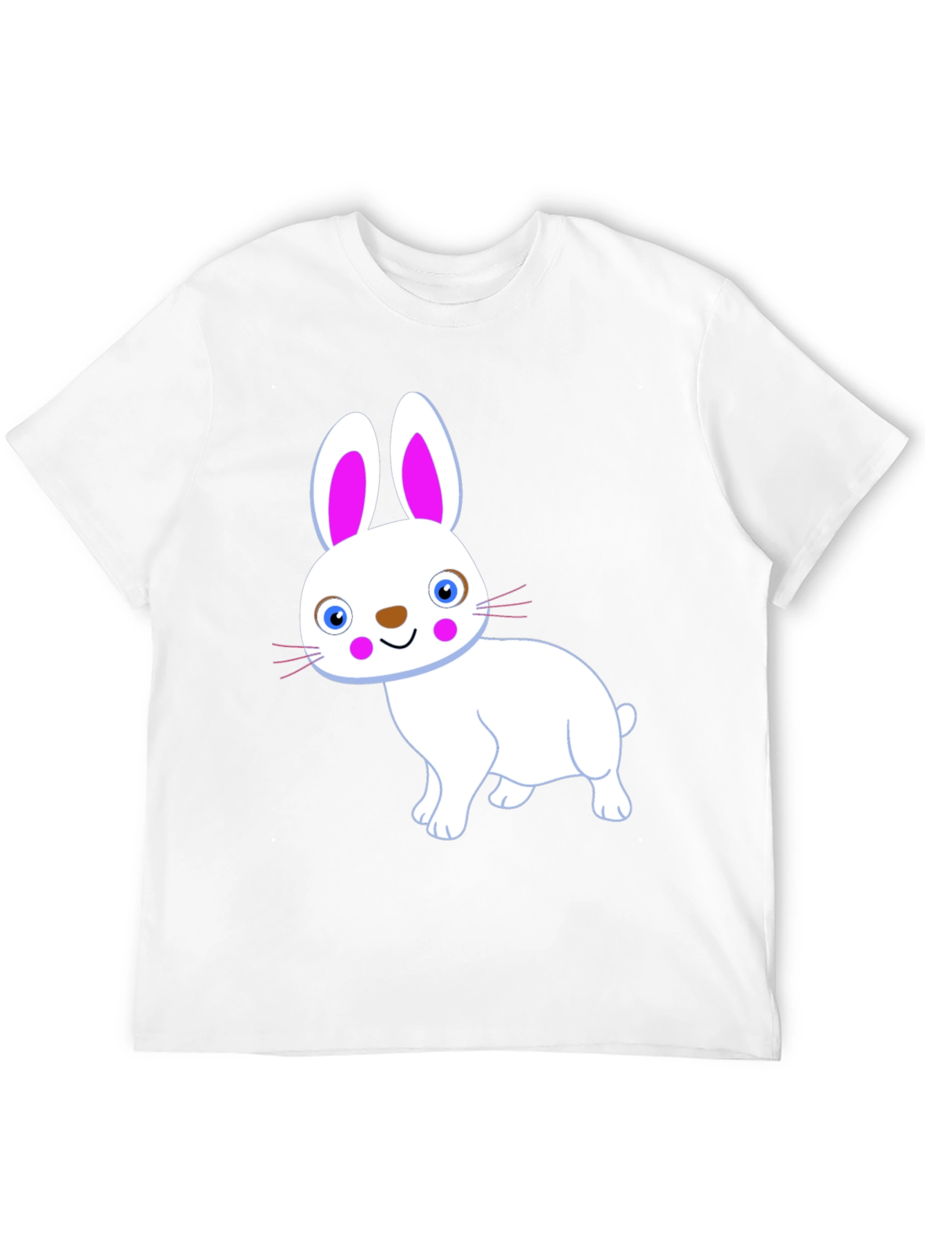 Cute Bunny Graphic Tee - Black Cotton T-Shirt