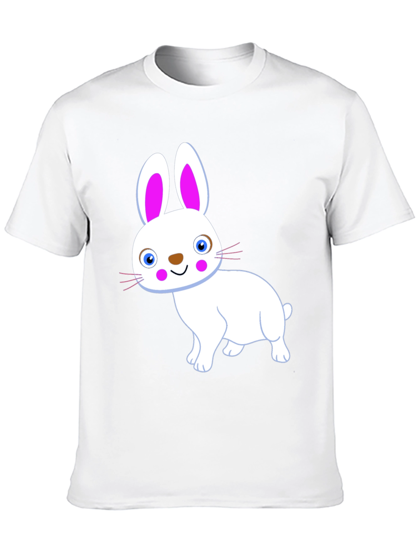 Cute Bunny Graphic Tee - Black Cotton T-Shirt