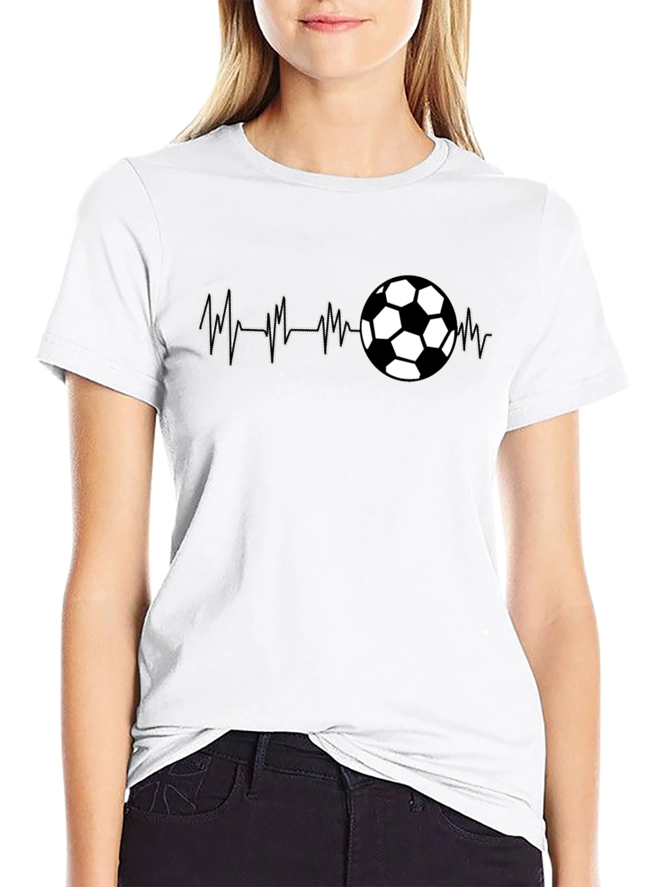 Soccer Heartbeat T-Shirt - Black