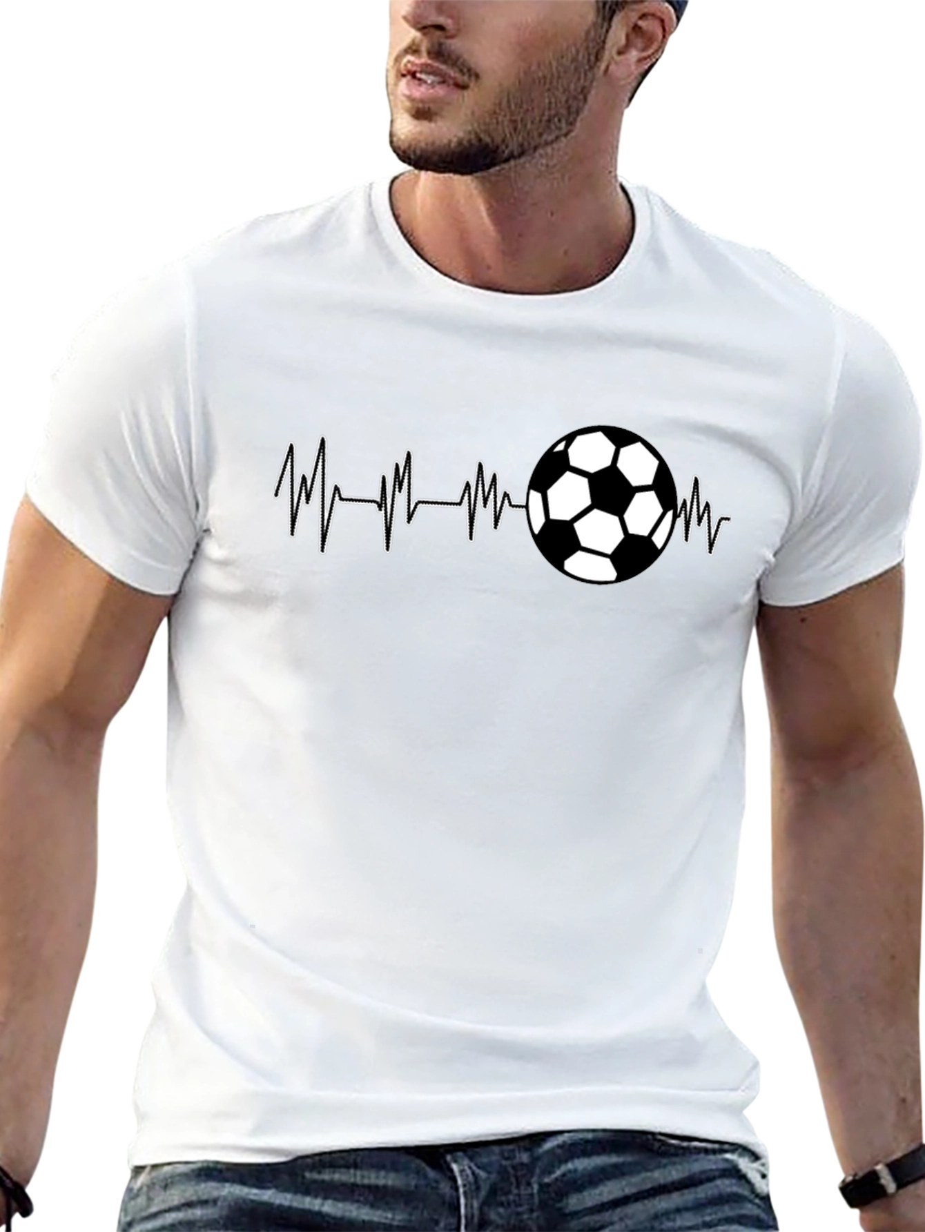 Soccer Heartbeat T-Shirt - Black