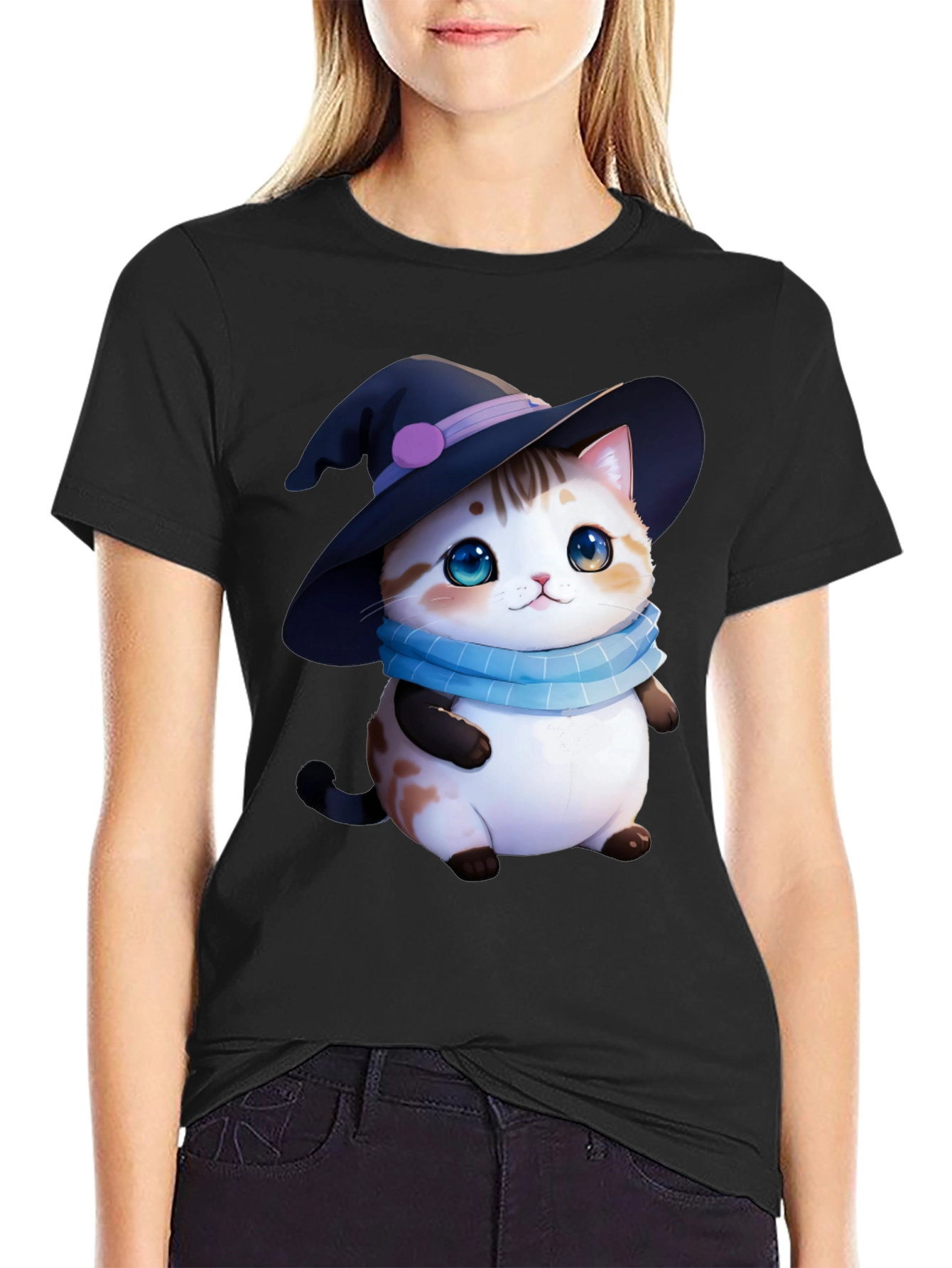 Cute Witch Cat T-Shirt - Halloween Apparel