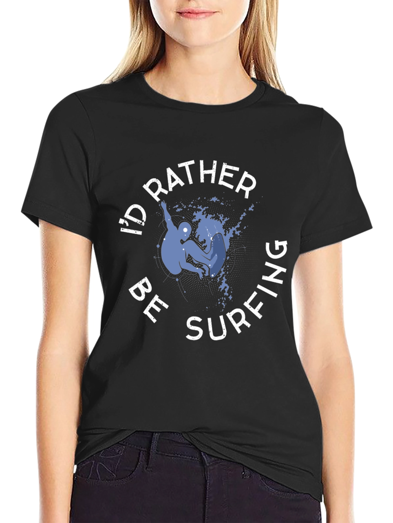 Id Rather Be Surfing T-Shirt - Black Cotton Tee