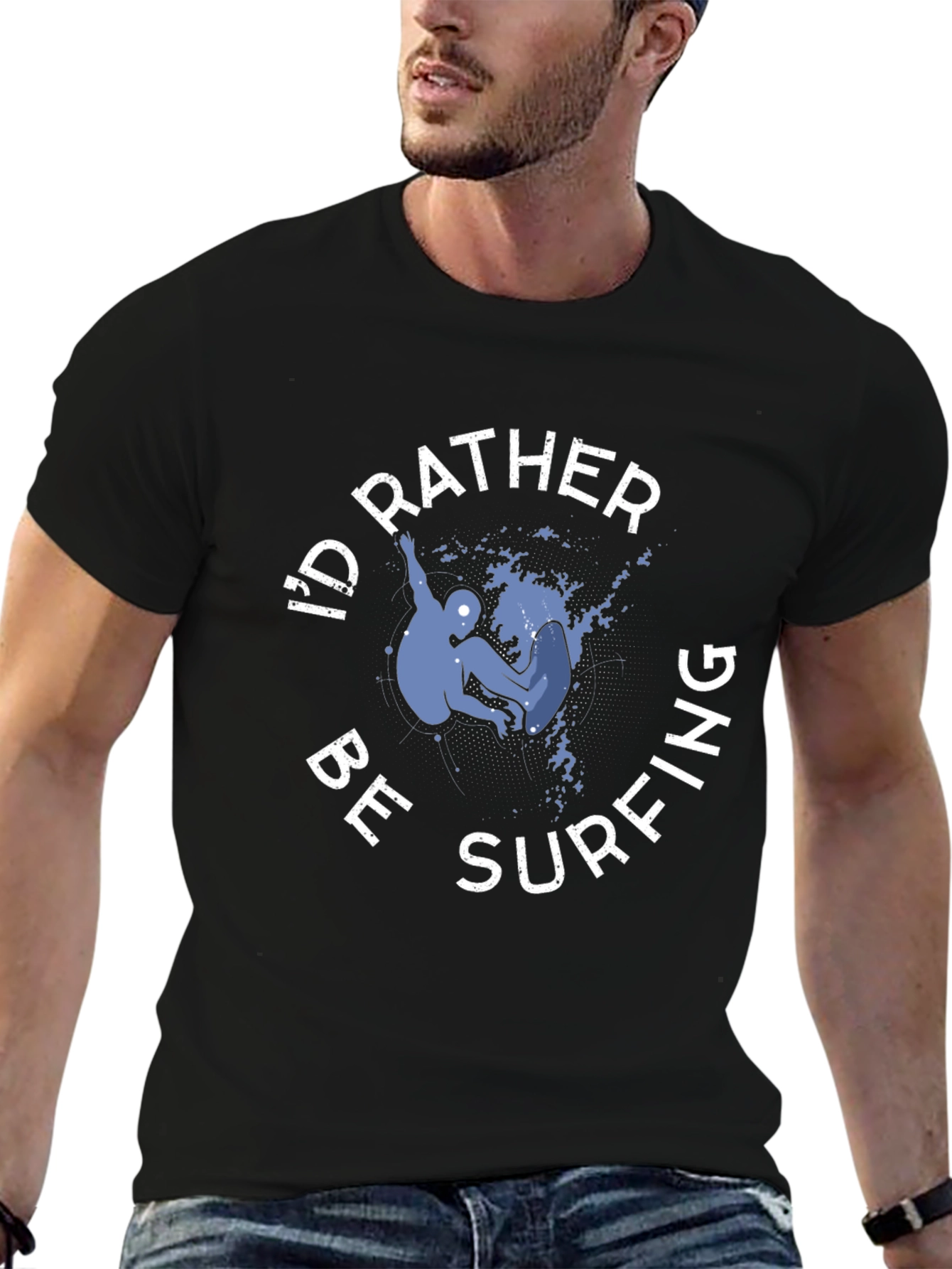 Id Rather Be Surfing T-Shirt - Black Cotton Tee