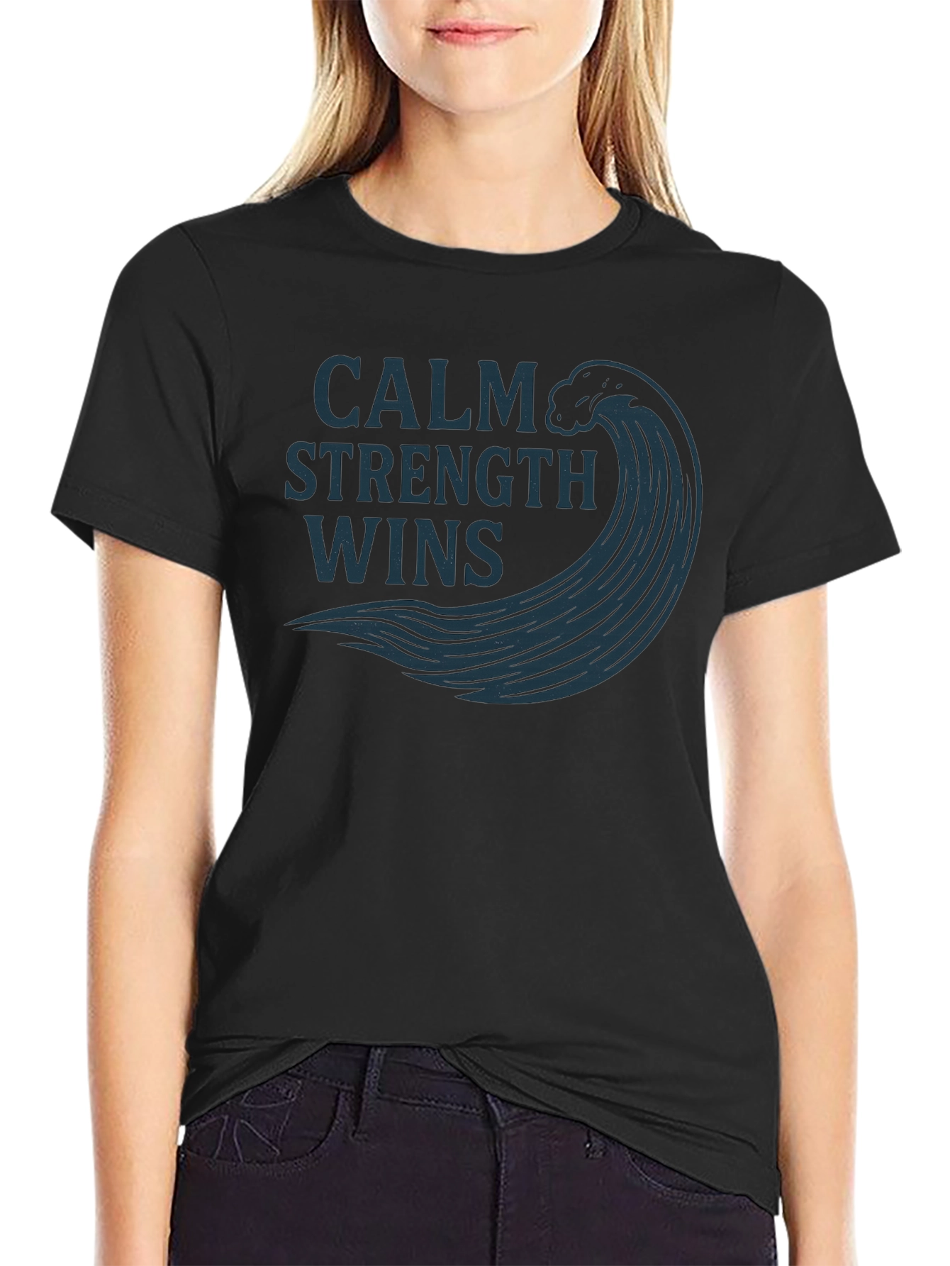 Calm Strength Wins Graphic Tee - Mens Black T-Shirt