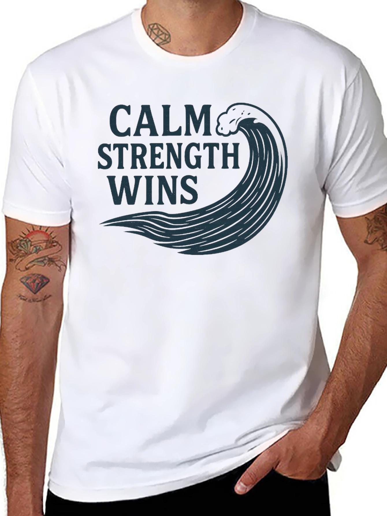 Calm Strength Wins Graphic Tee - Mens Black T-Shirt