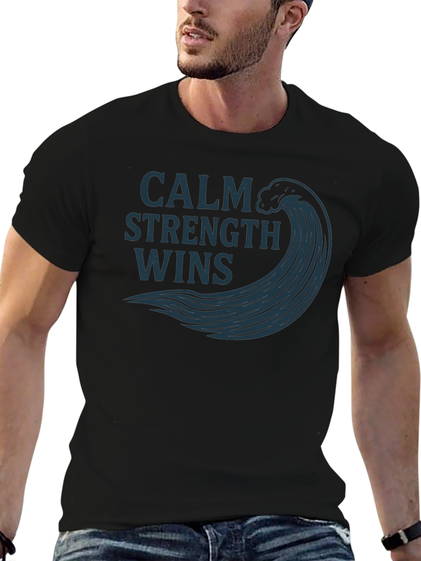 Calm Strength Wins Graphic Tee - Mens Black T-Shirt