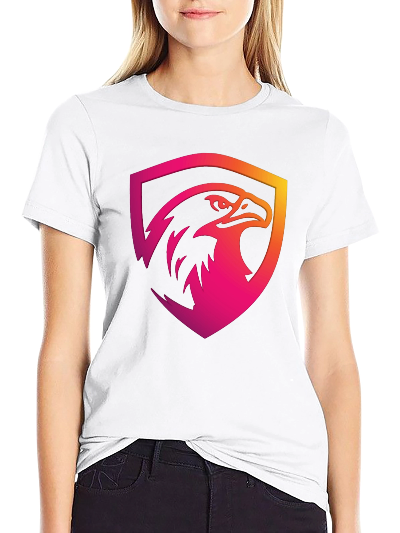 Gradient Eagle Shield Graphic Black T-Shirt
