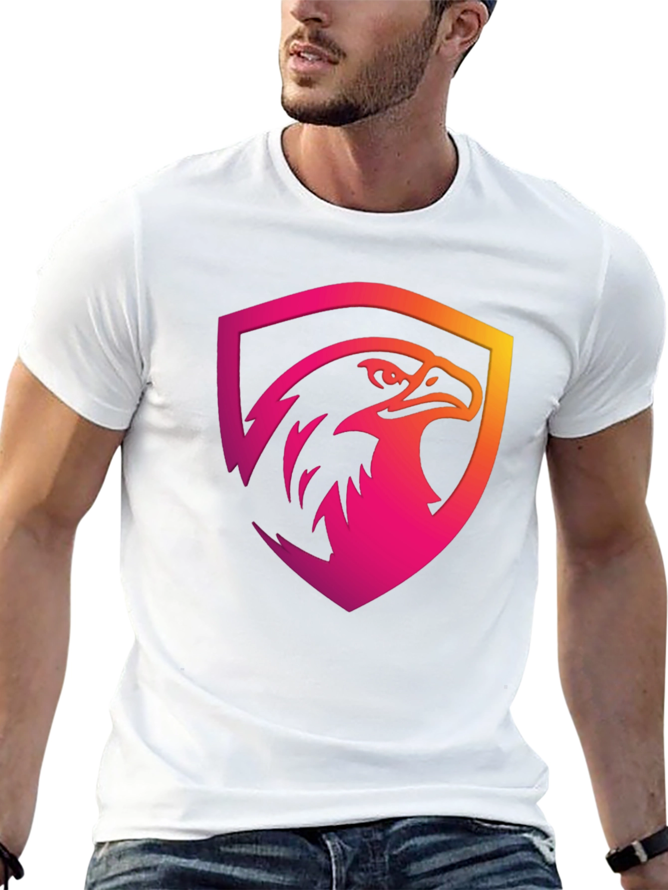 Gradient Eagle Shield Graphic Black T-Shirt