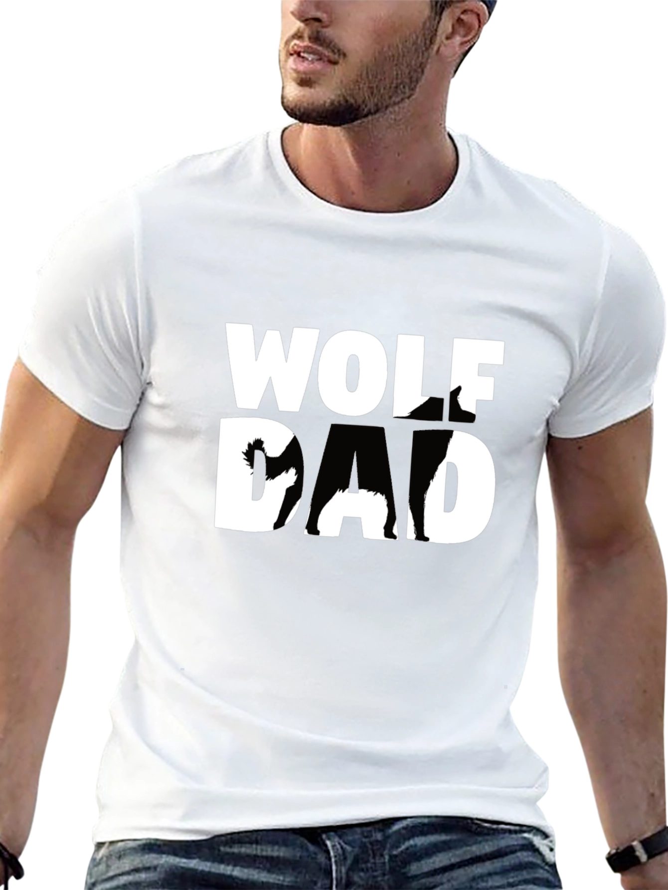 Wolf Dad Graphic T-Shirt - Black Cotton Tee