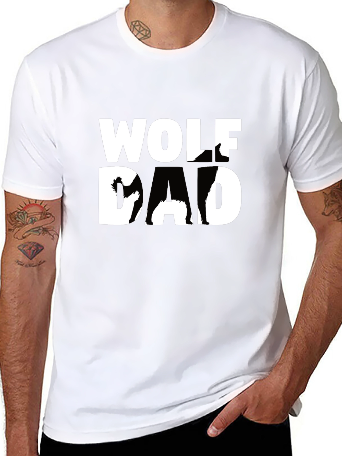 Wolf Dad Graphic T-Shirt - Black Cotton Tee