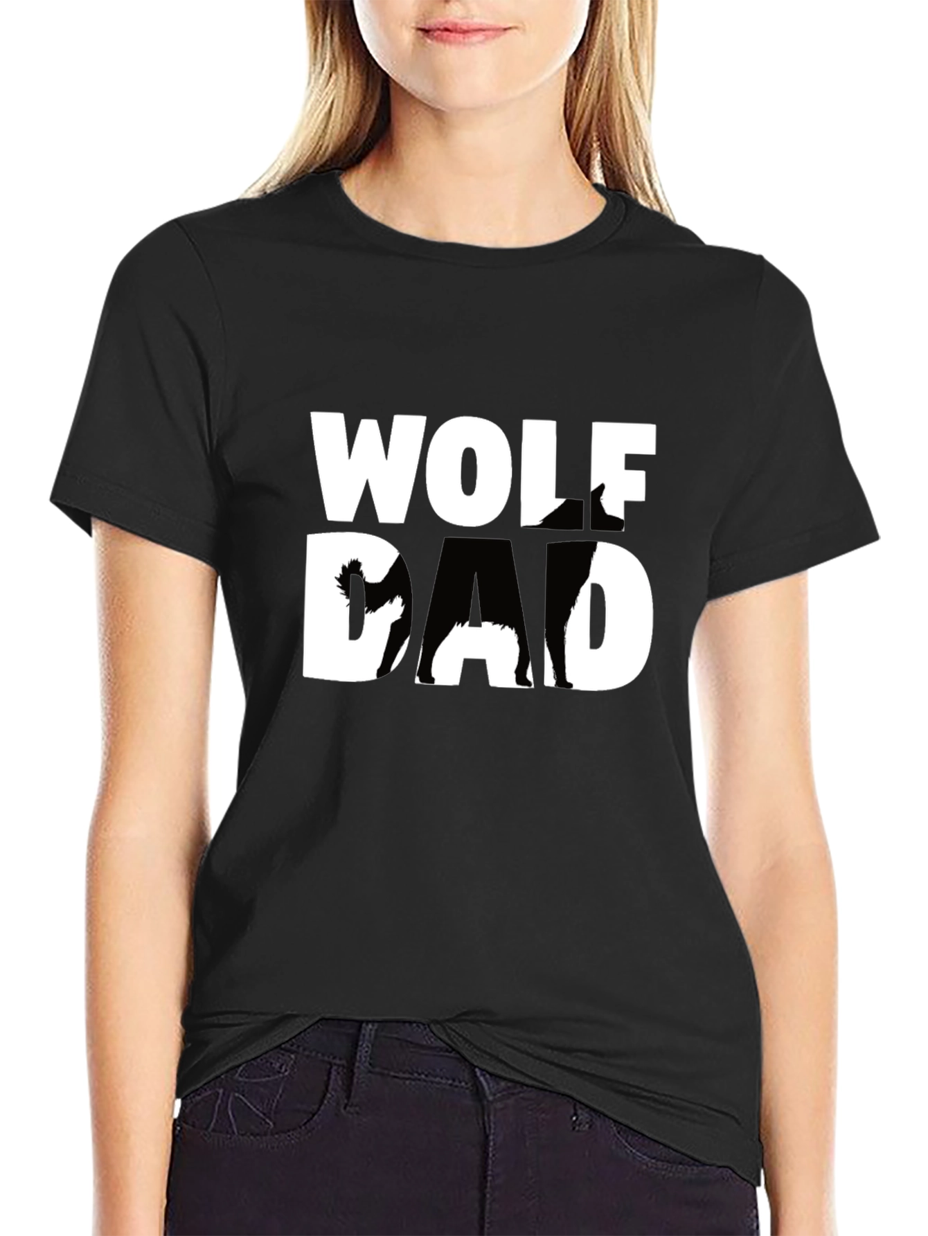 Wolf Dad Graphic T-Shirt - Black Cotton Tee