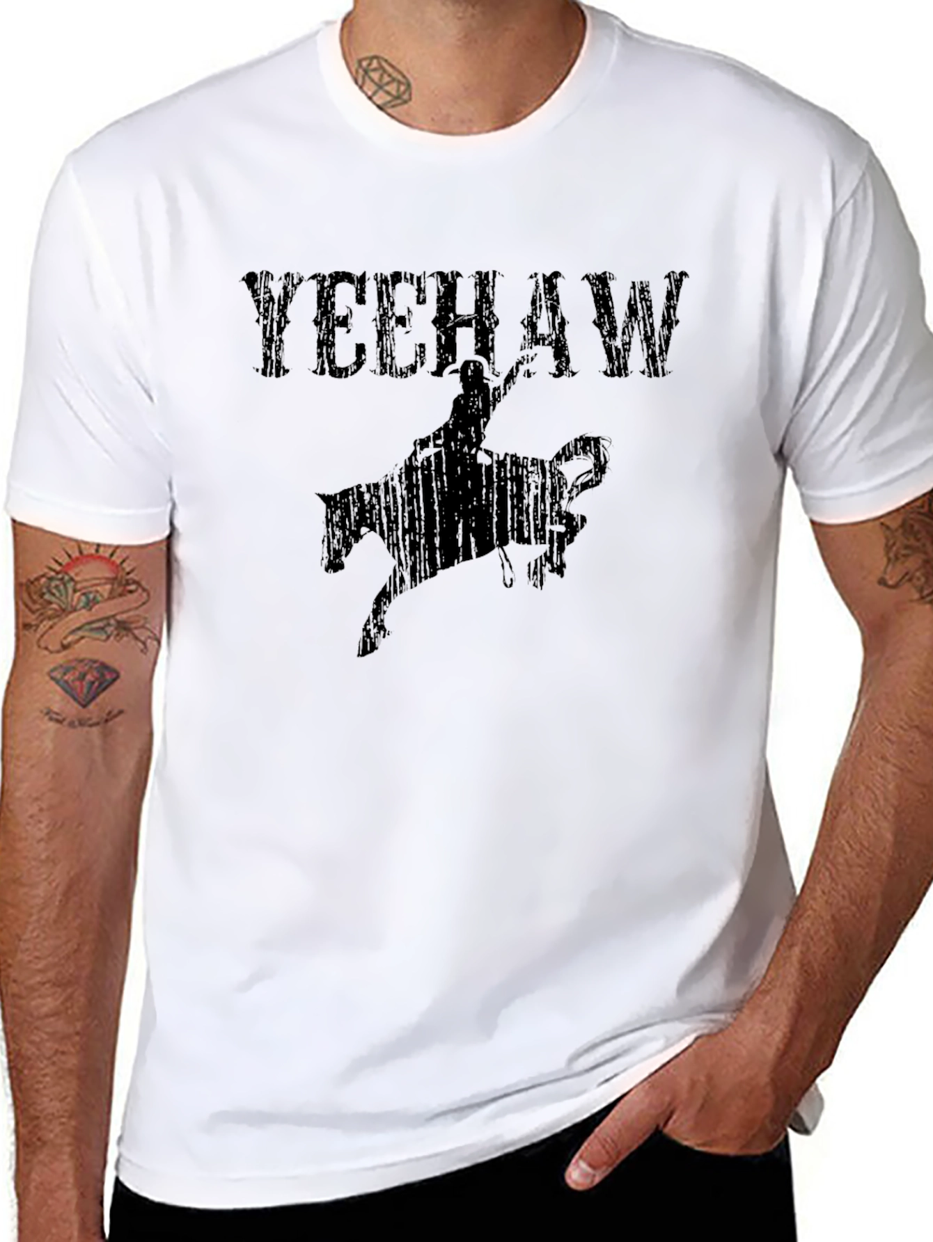 Yeehaw Cowboy Rodeo Graphic Tee - Black