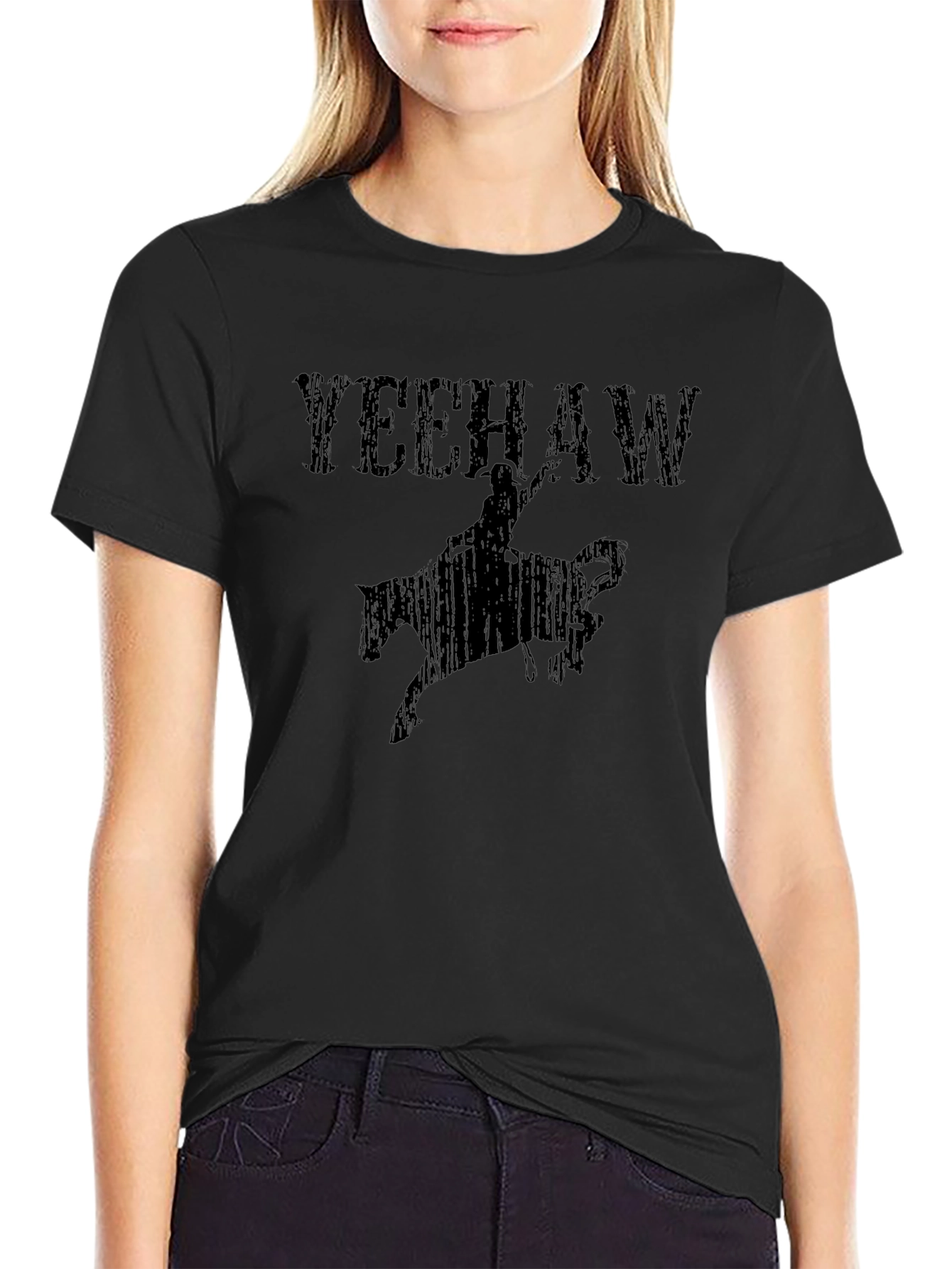 Yeehaw Cowboy Rodeo Graphic Tee - Black