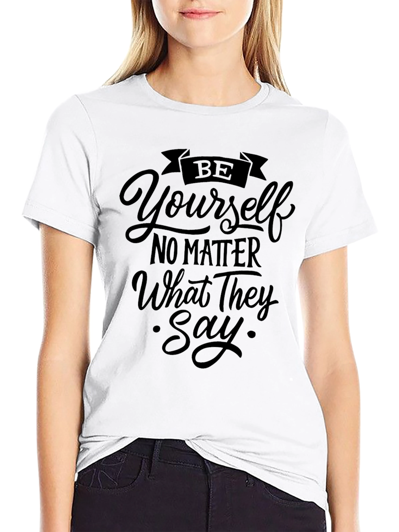 Be Yourself Slogan Tee - Motivational Black T-Shirt