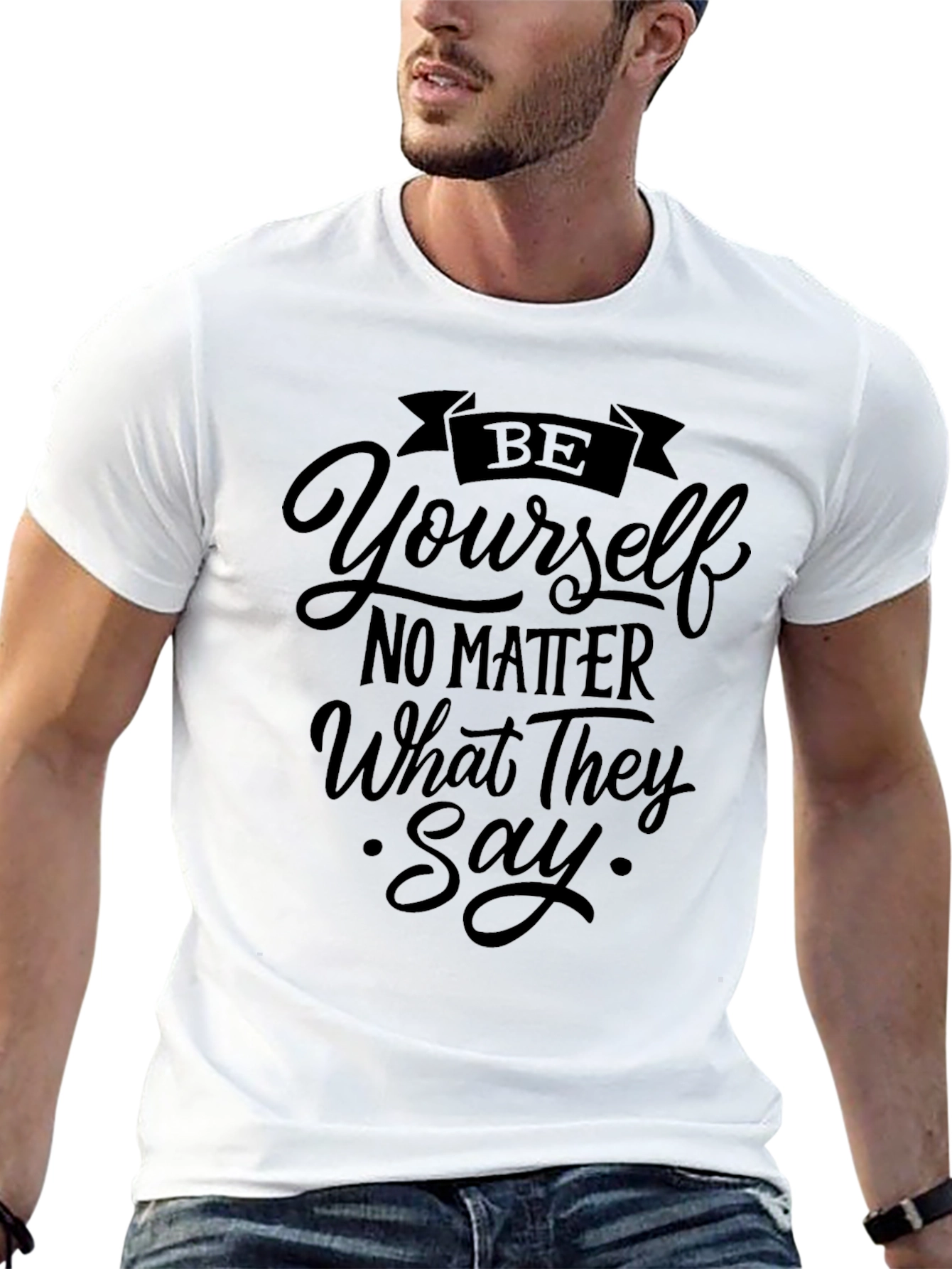 Be Yourself Slogan Tee - Motivational Black T-Shirt
