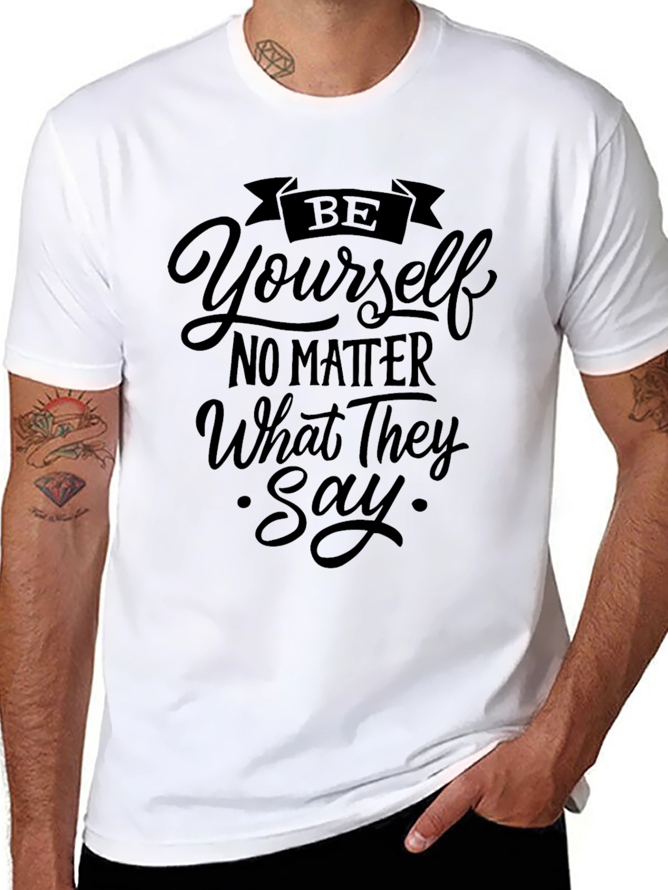 Be Yourself Slogan Tee - Motivational Black T-Shirt